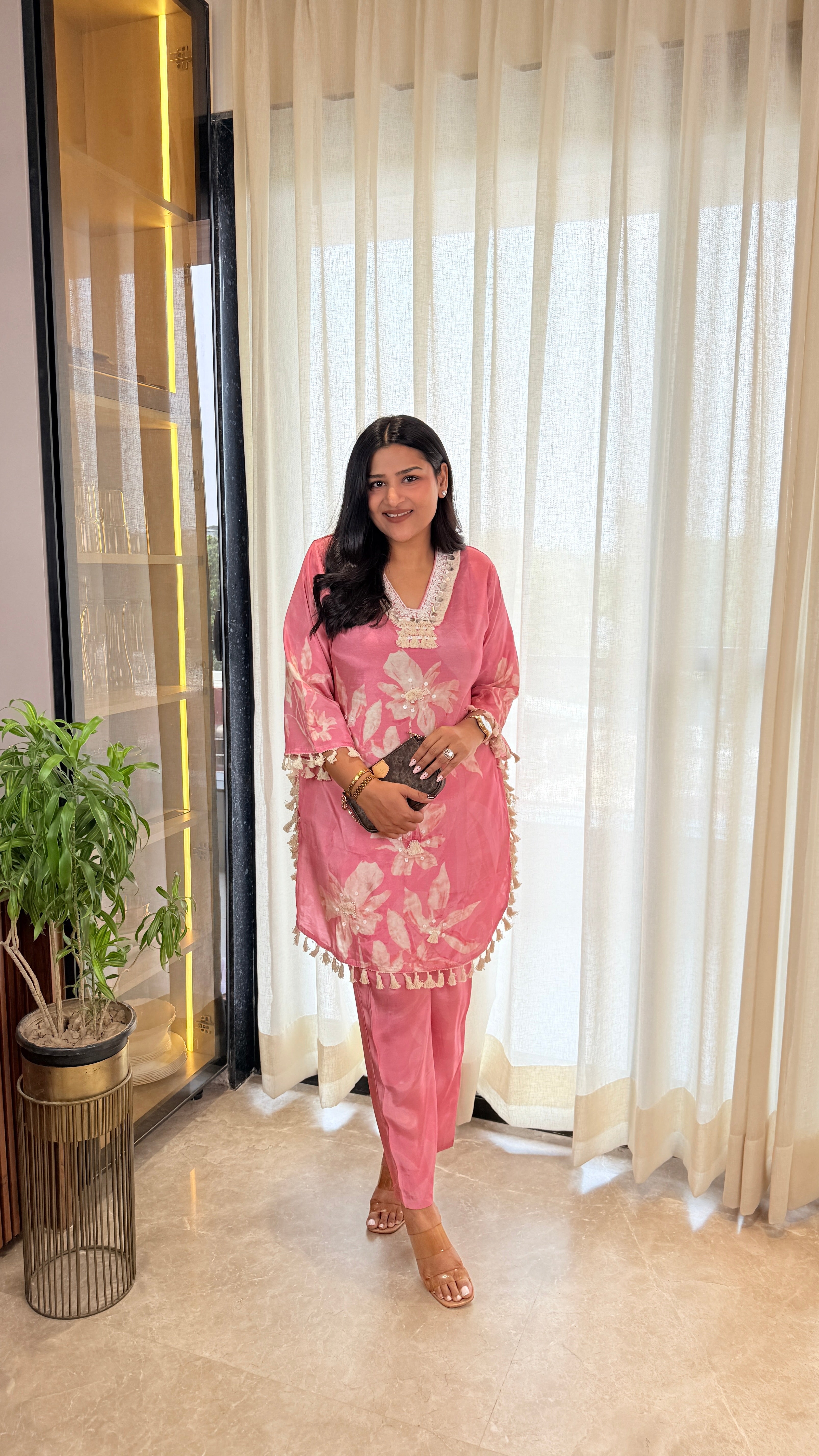 Baby Pink Tulip Pom Pom Cord Set shrisa.in