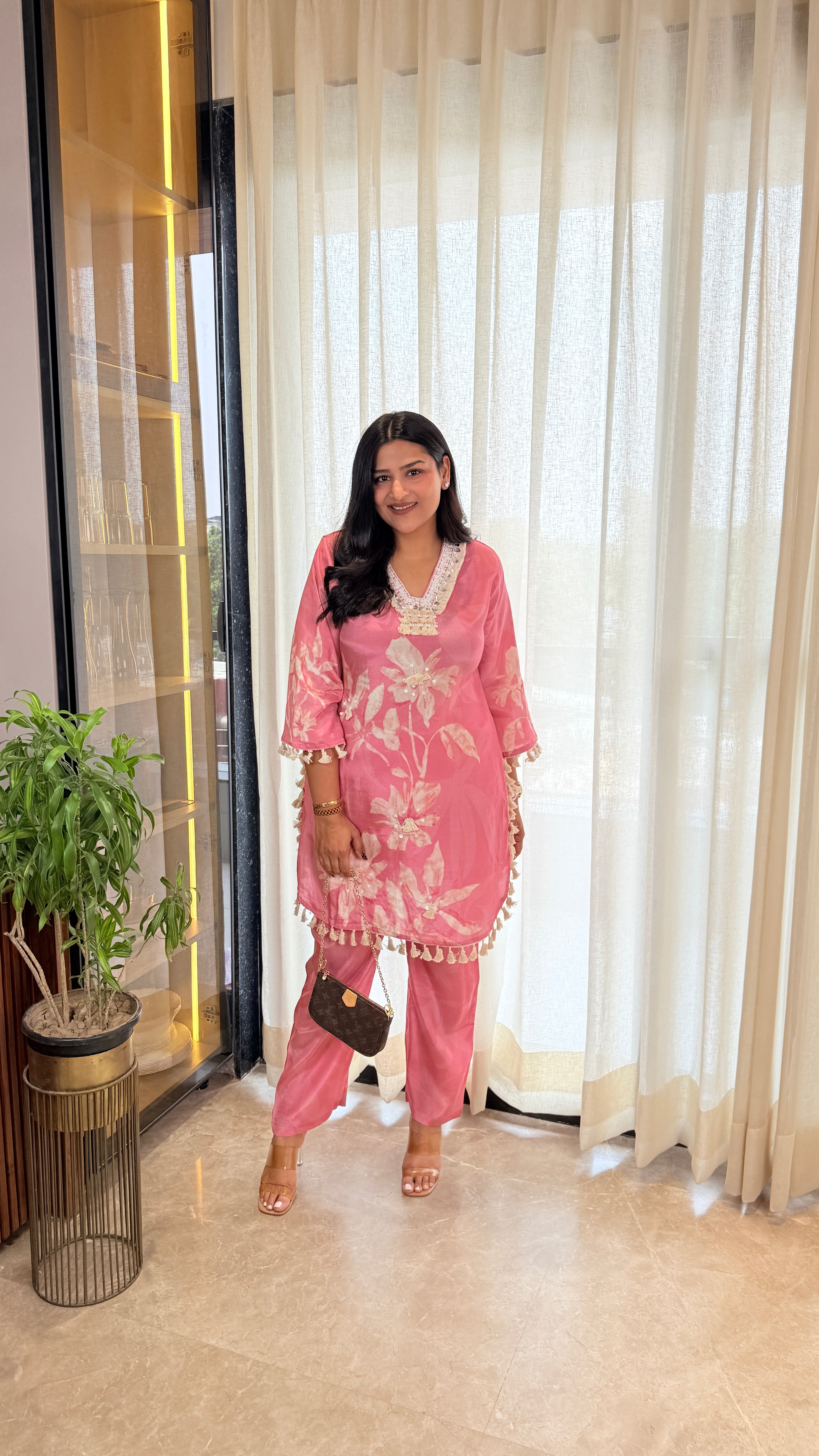 Baby Pink Tulip Pom Pom Cord Set shrisa.in