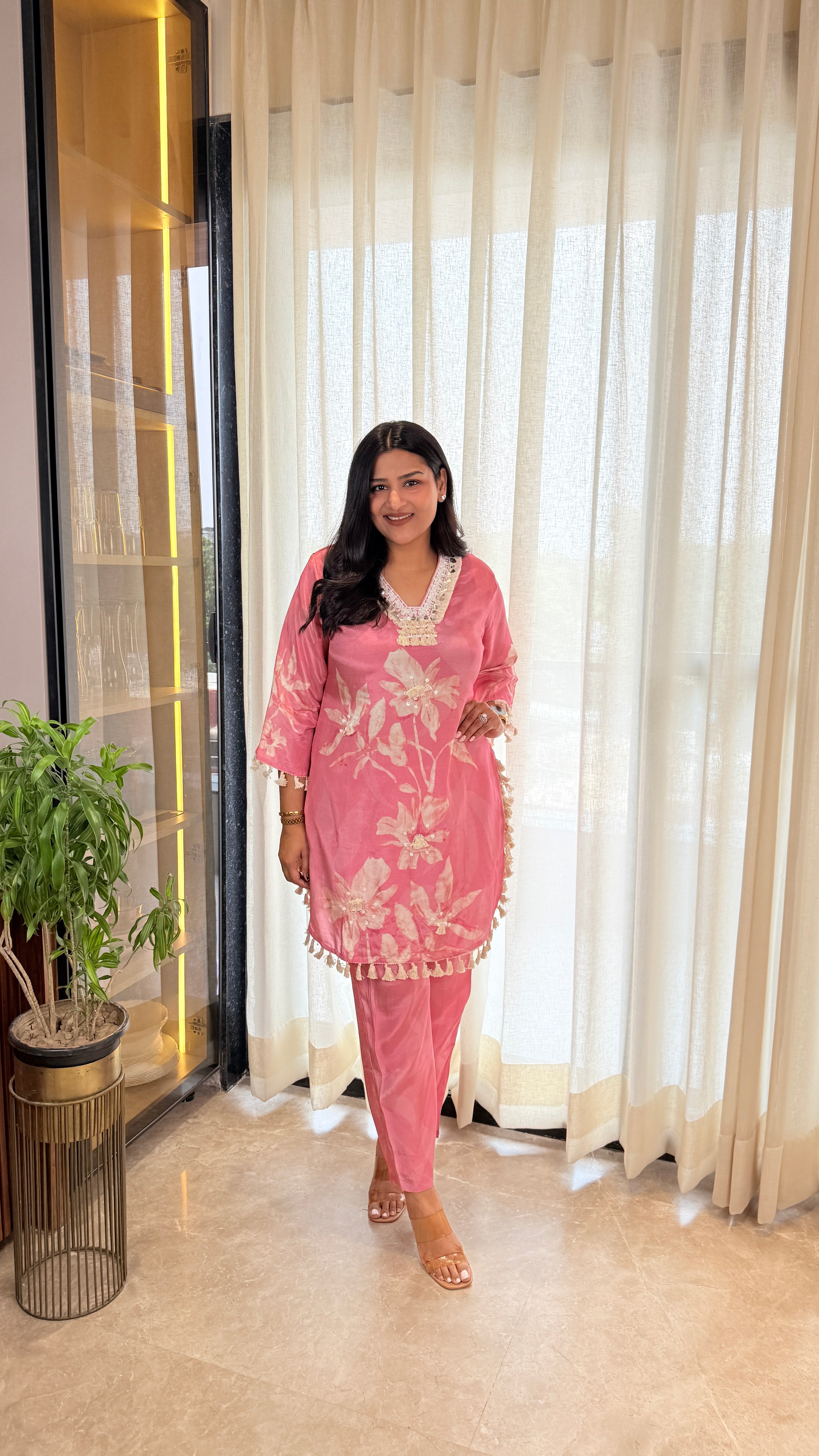Baby Pink Tulip Pom Pom Cord Set shrisa.in