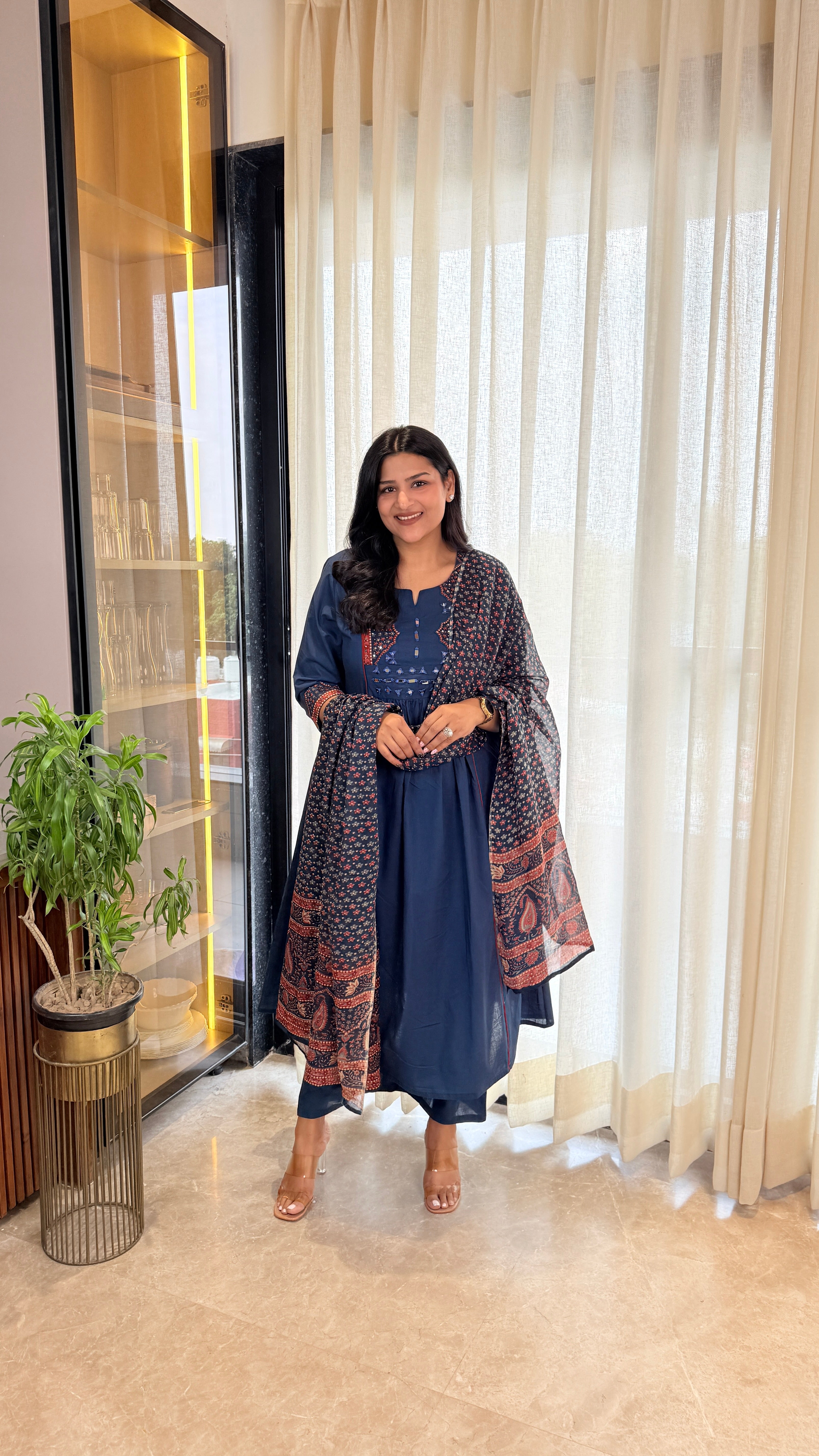 Jaipuri Teal Suit Set shrisa.in