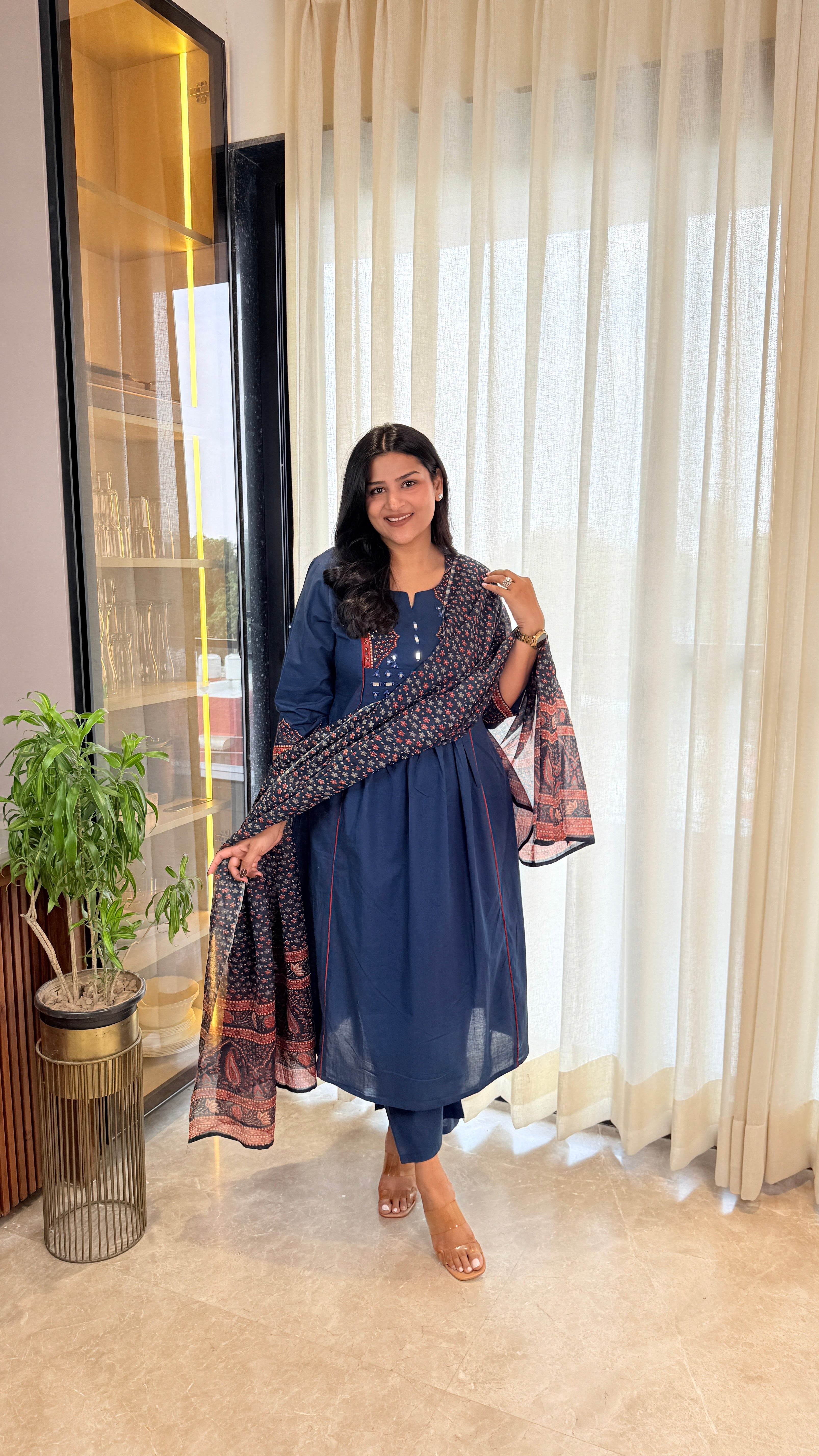 Jaipuri Teal Suit Set shrisa.in