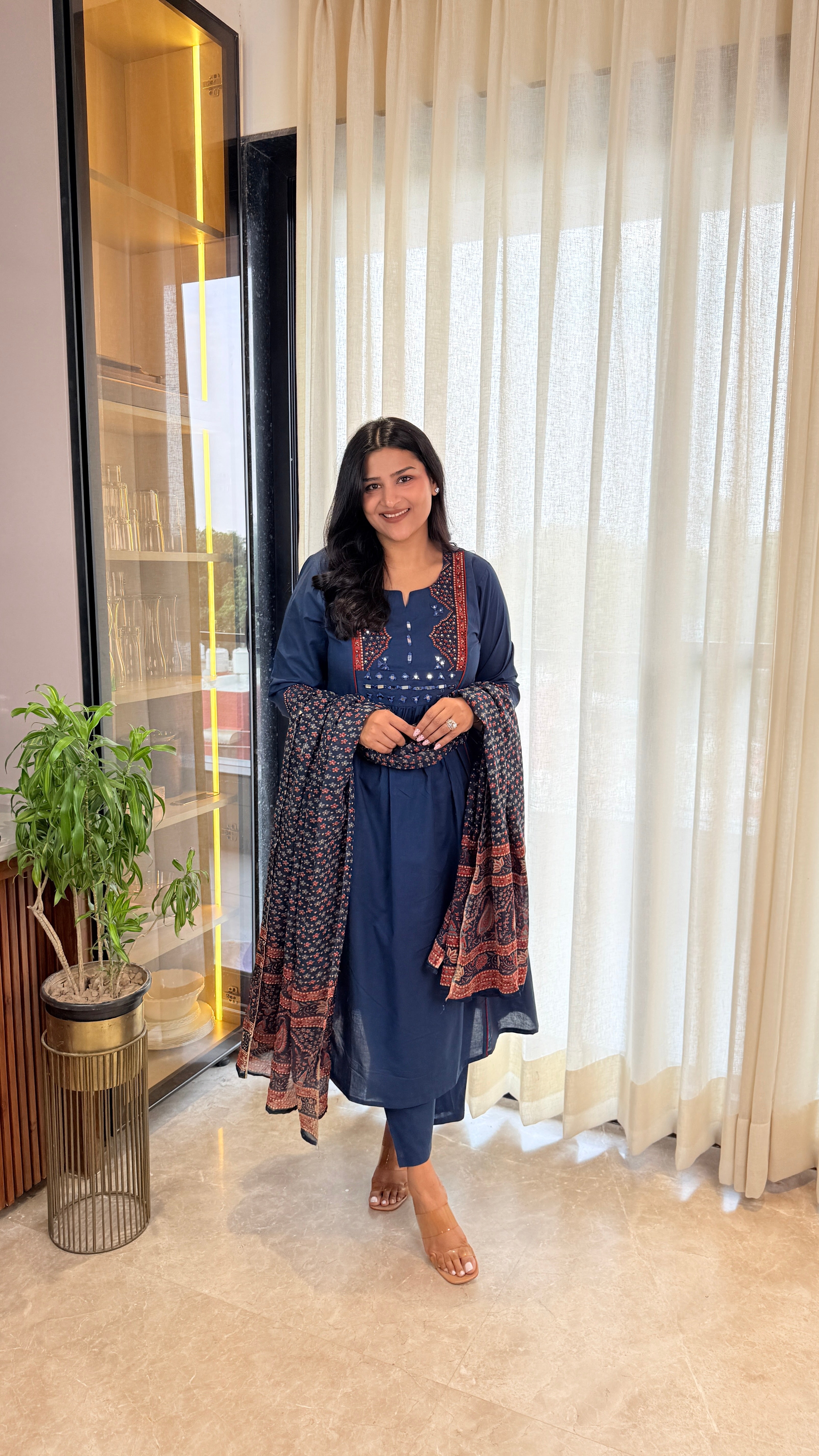 Jaipuri Teal Suit Set shrisa.in