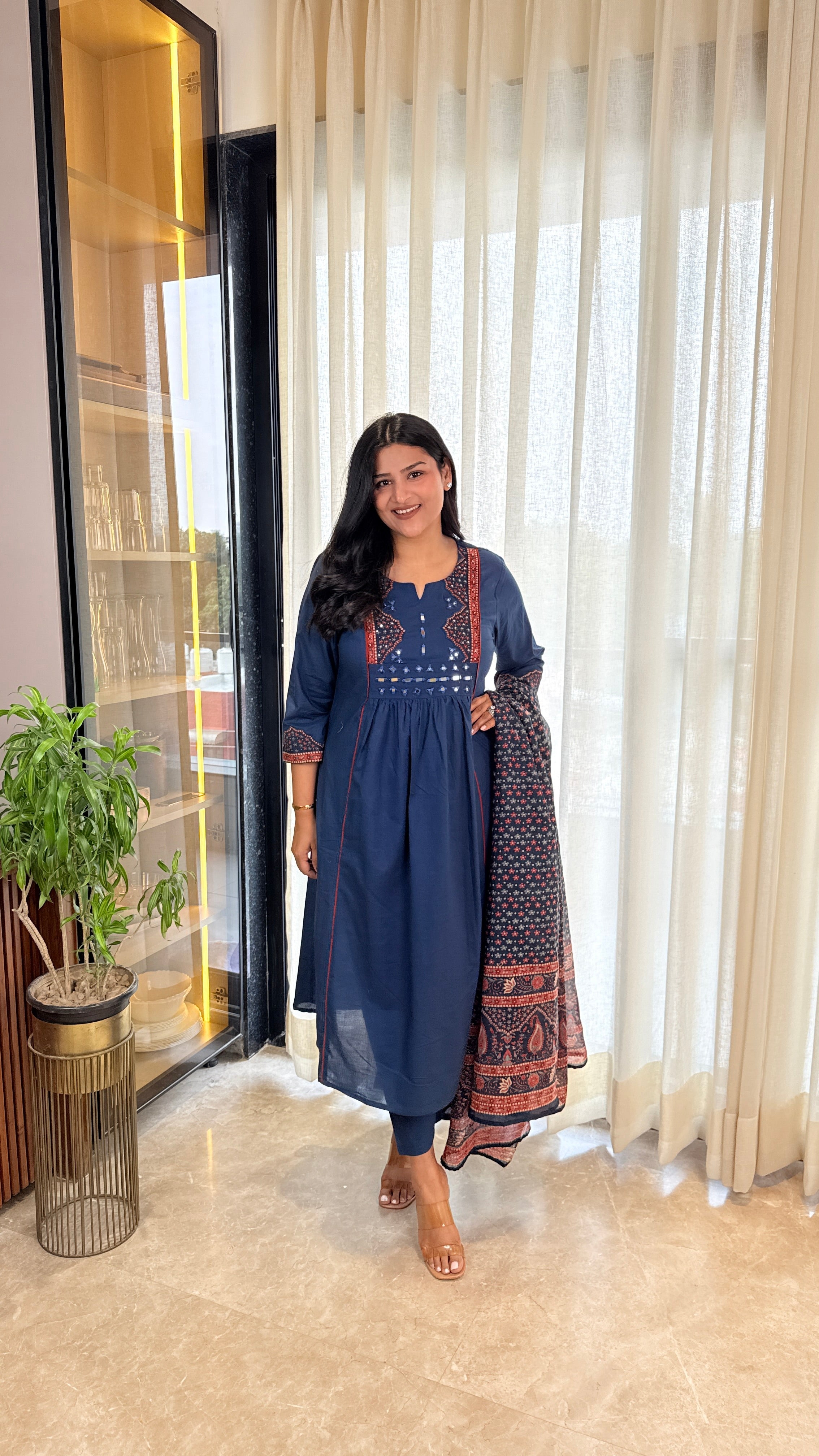 Jaipuri Teal Suit Set shrisa.in