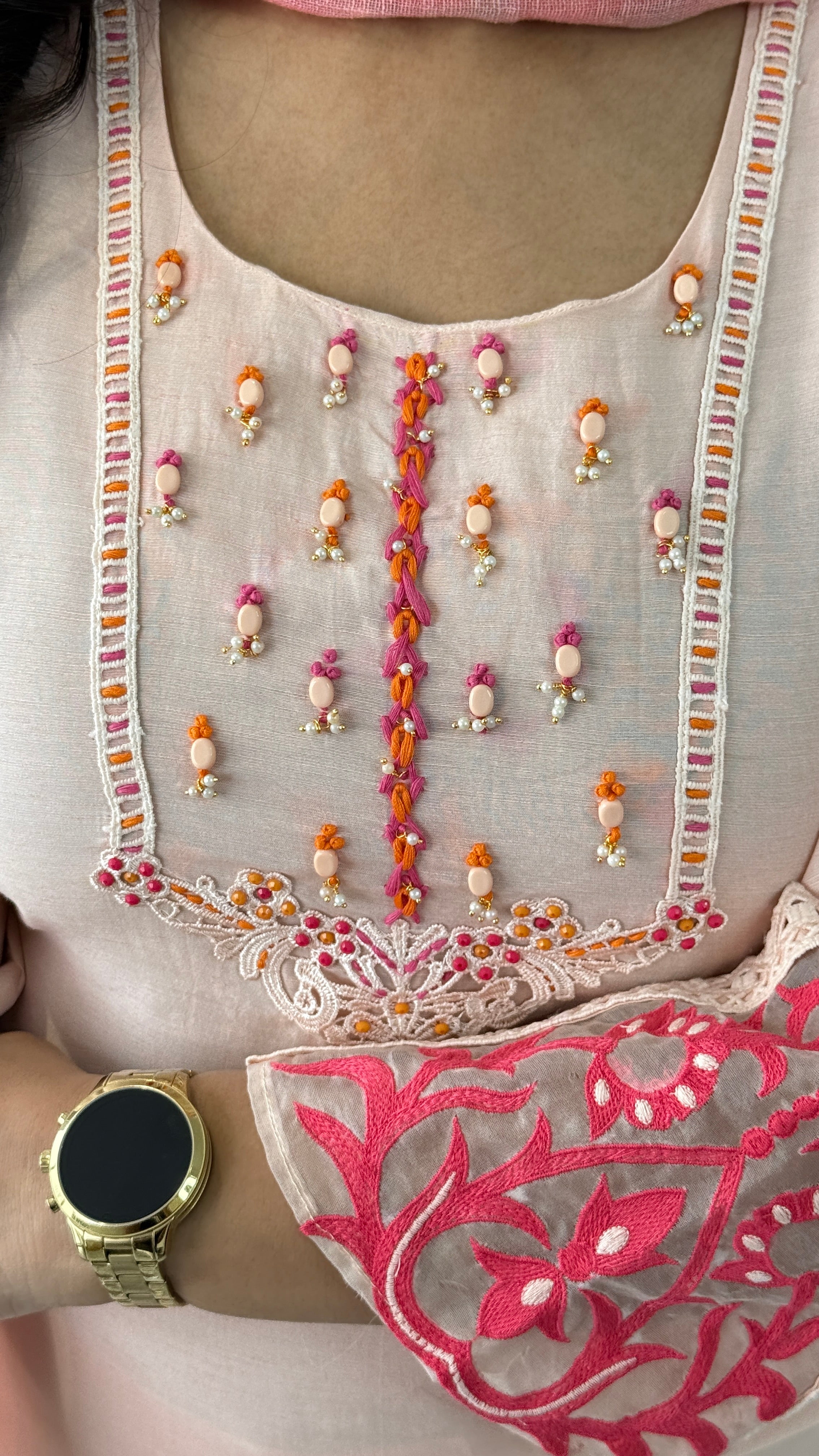 Peach Handwork Suit Set