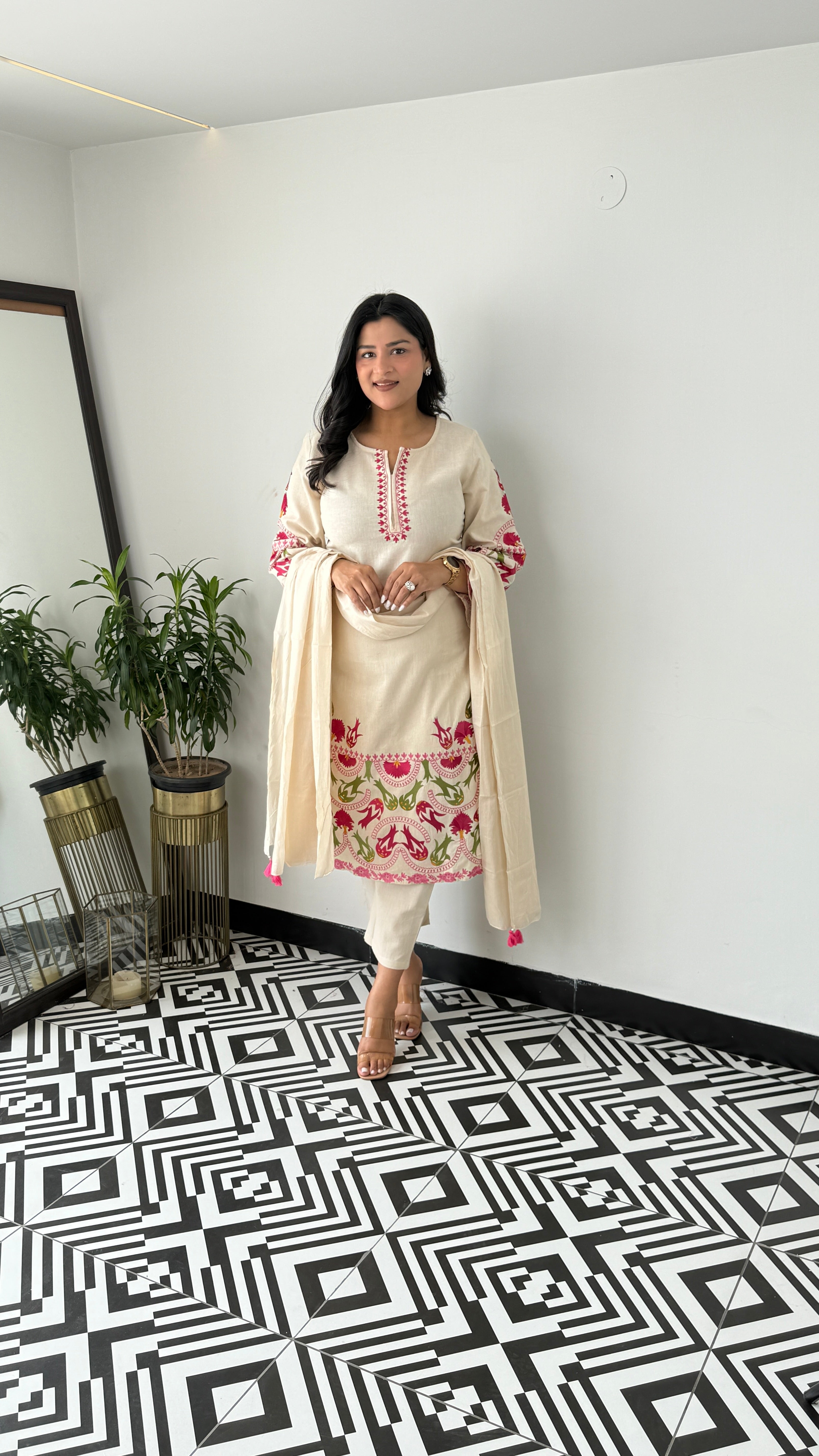 Pink Meenakari Suit Set