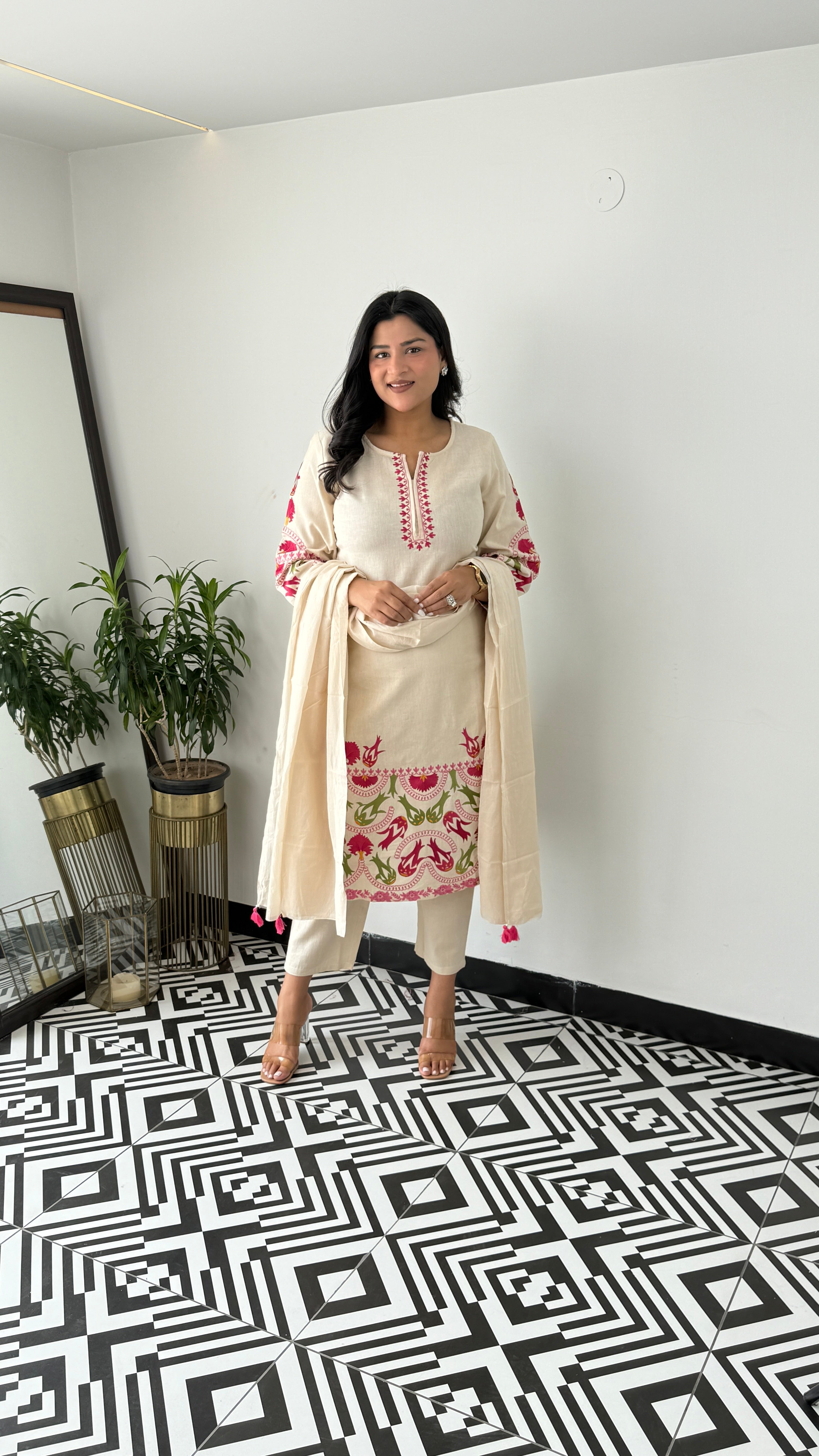 Pink Meenakari Suit Set