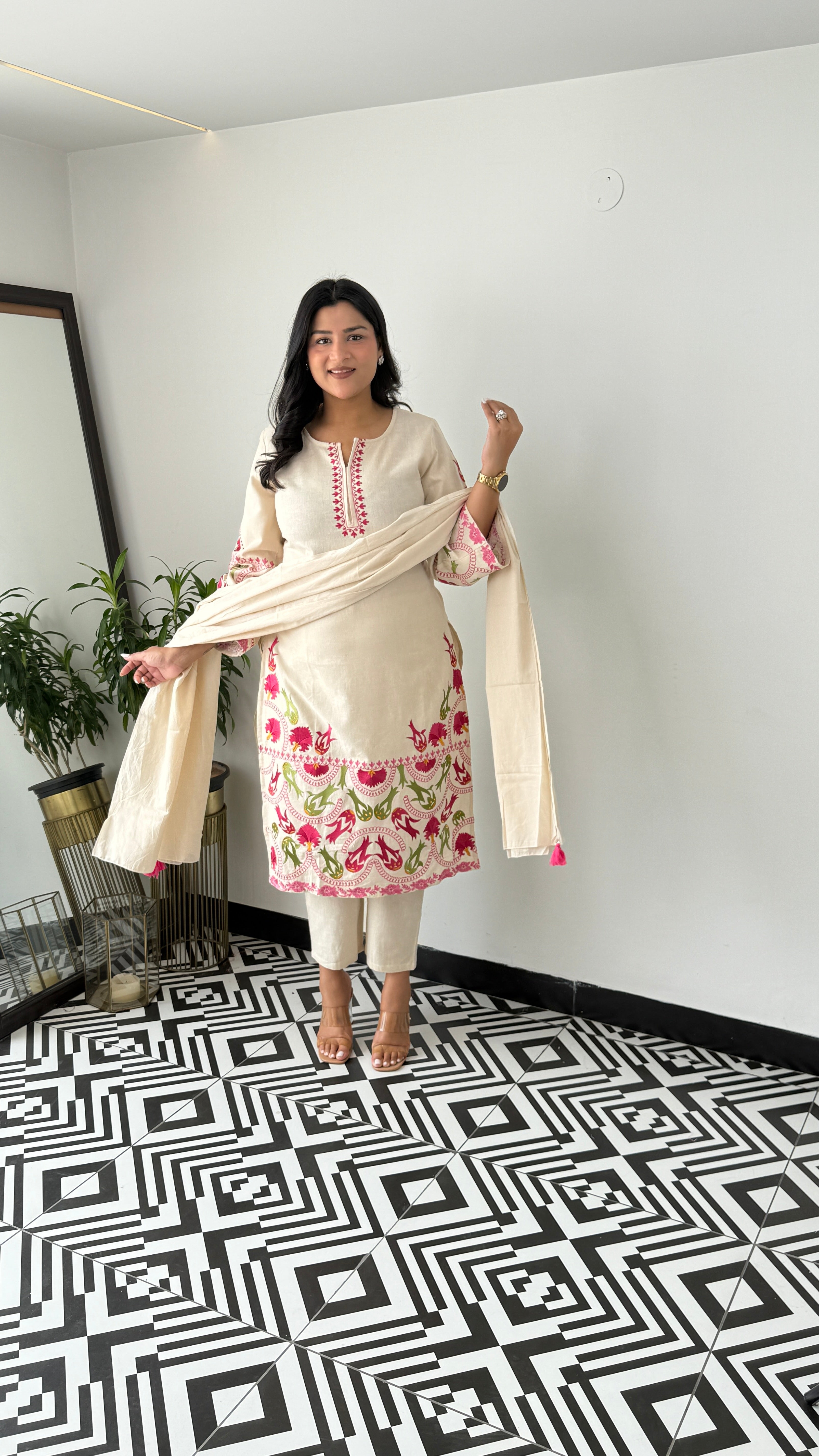Pink Meenakari Suit Set