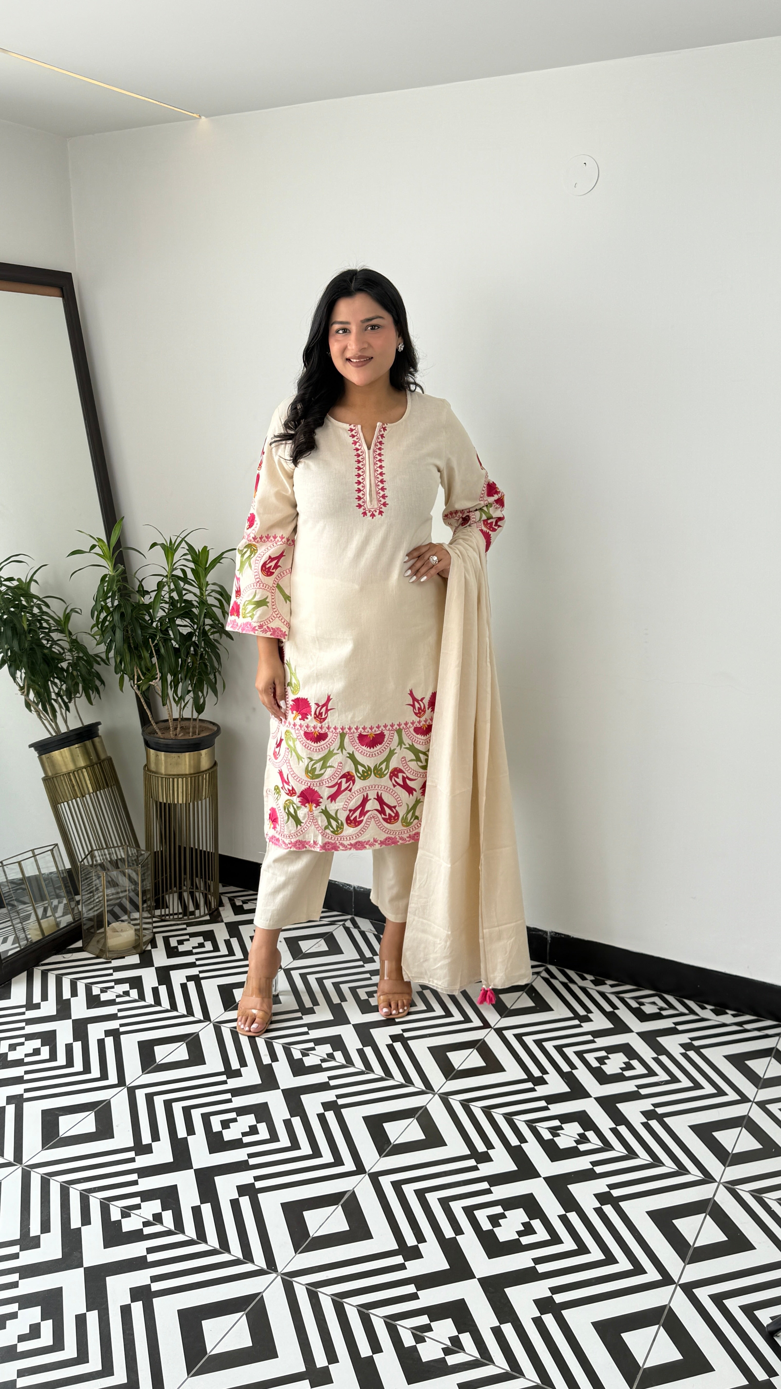 Pink Meenakari Suit Set
