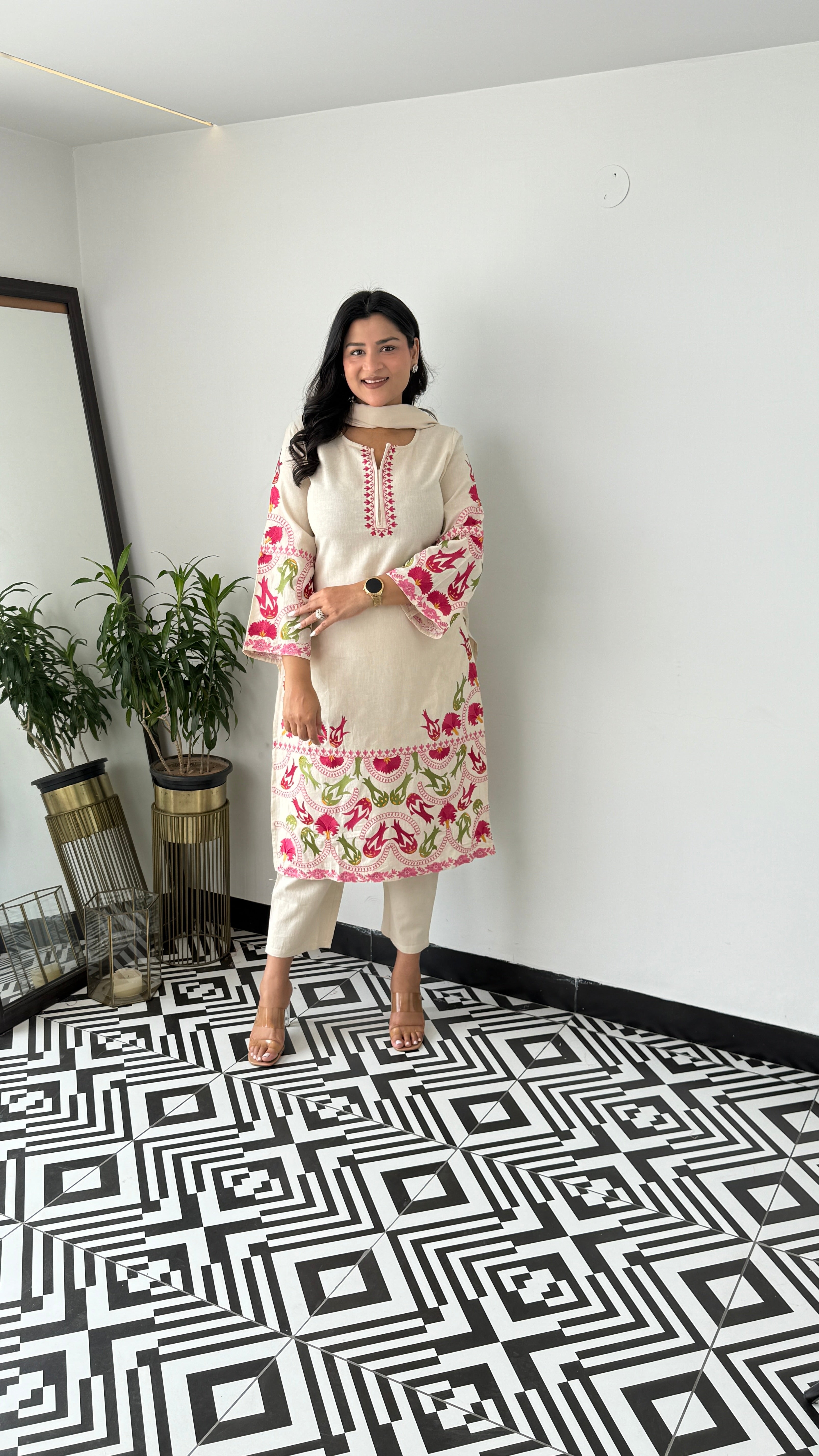 Pink Meenakari Suit Set