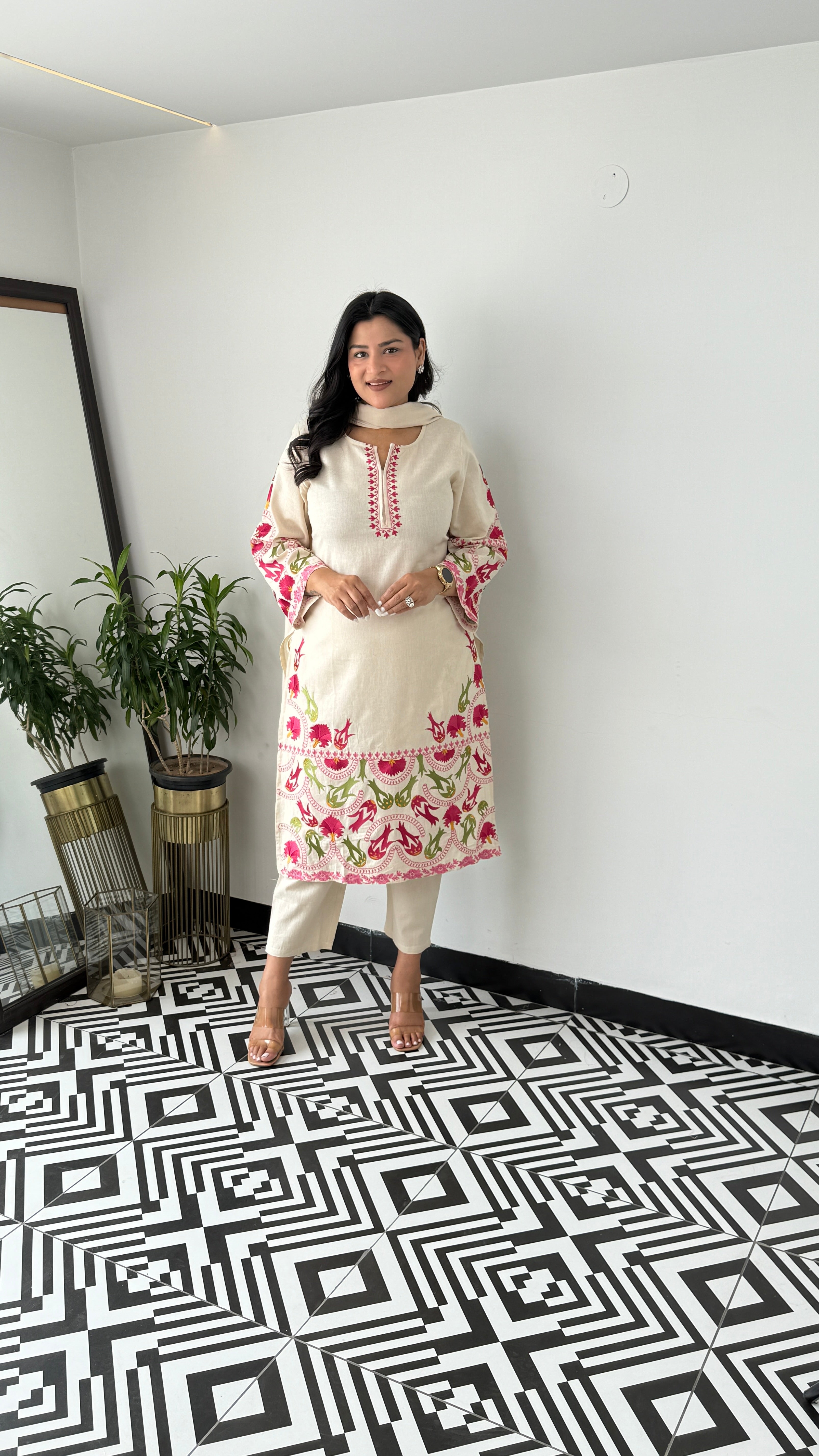 Pink Meenakari Suit Set