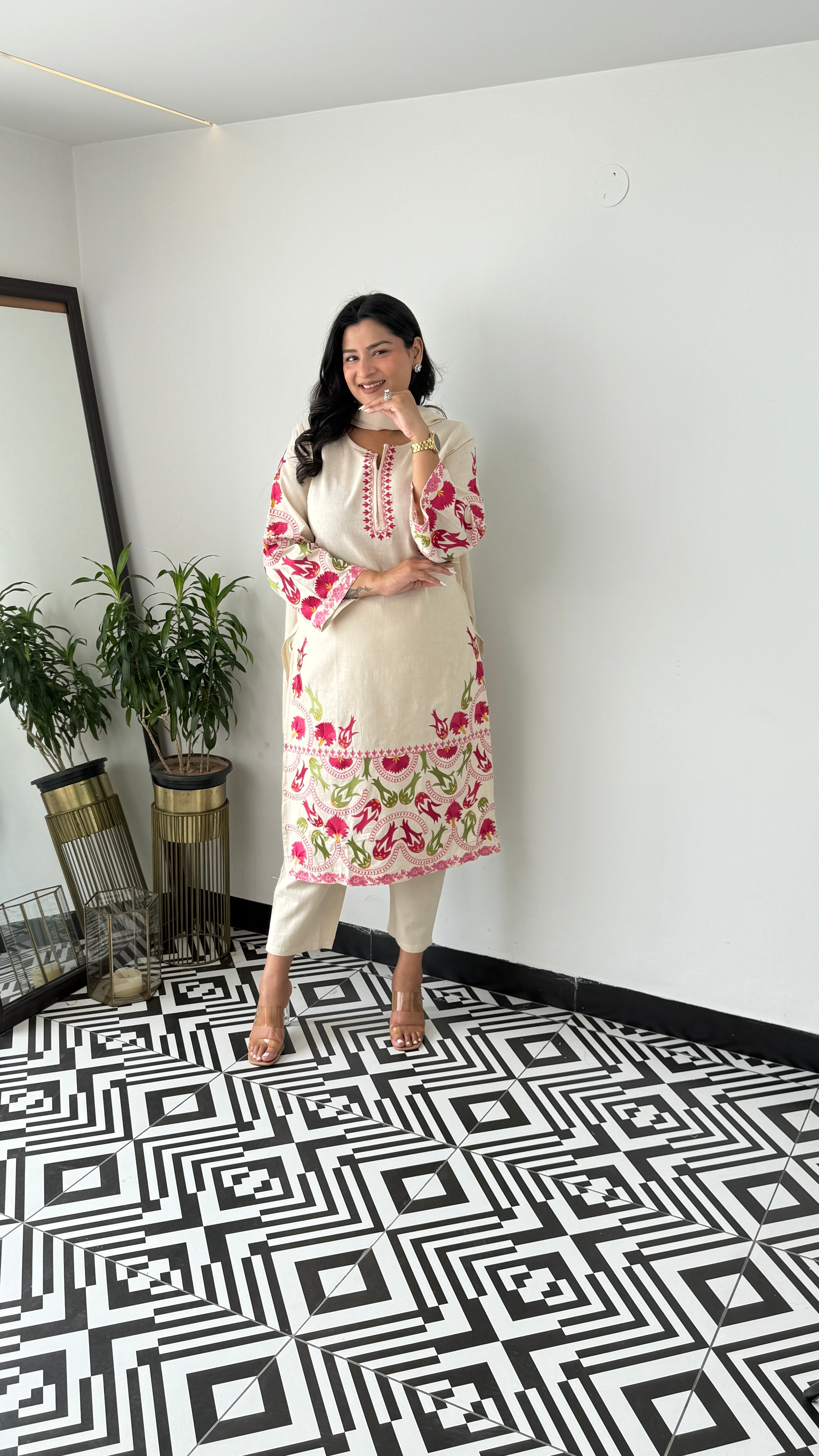 Pink Meenakari Suit Set