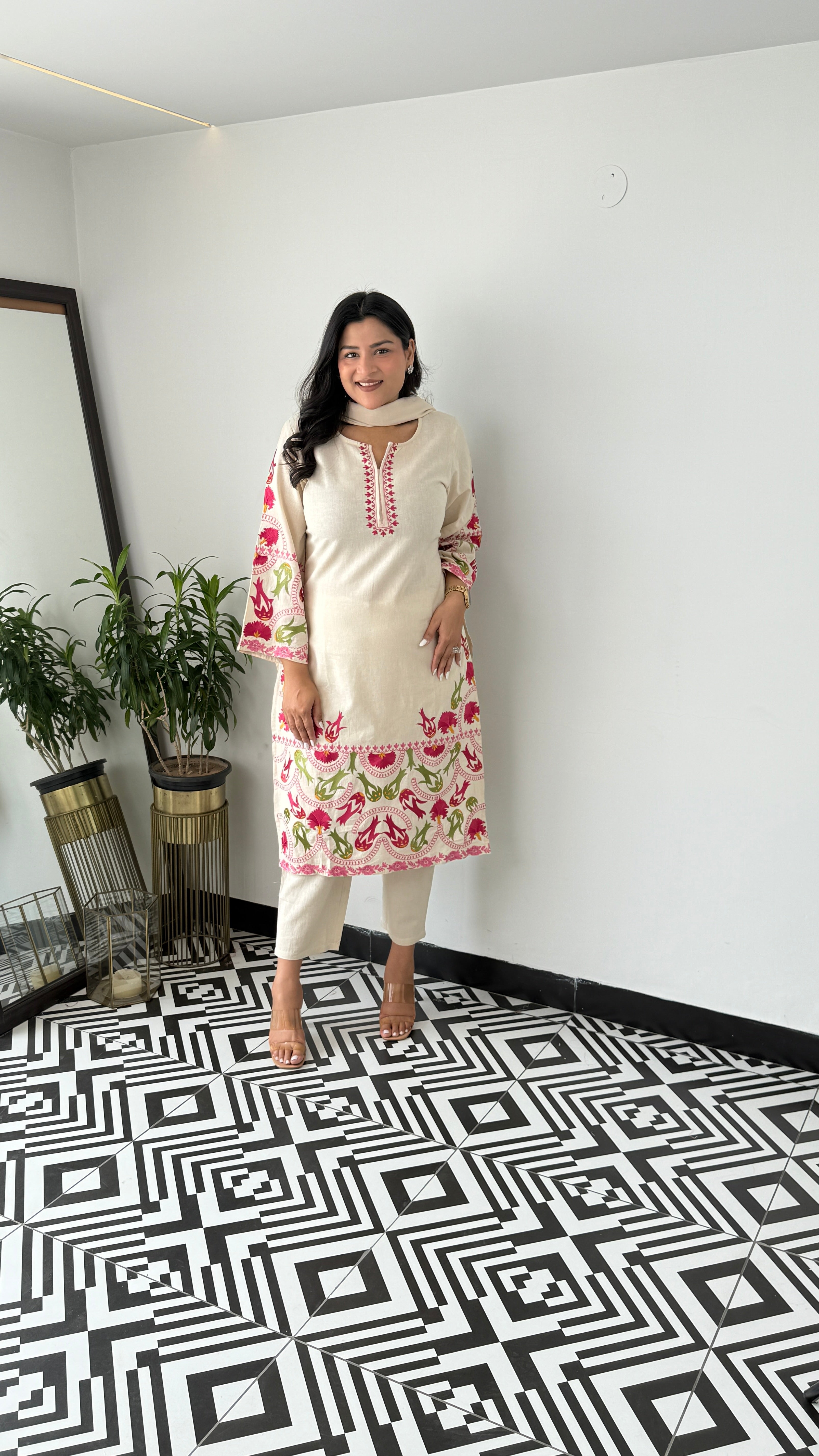 Pink Meenakari Suit Set