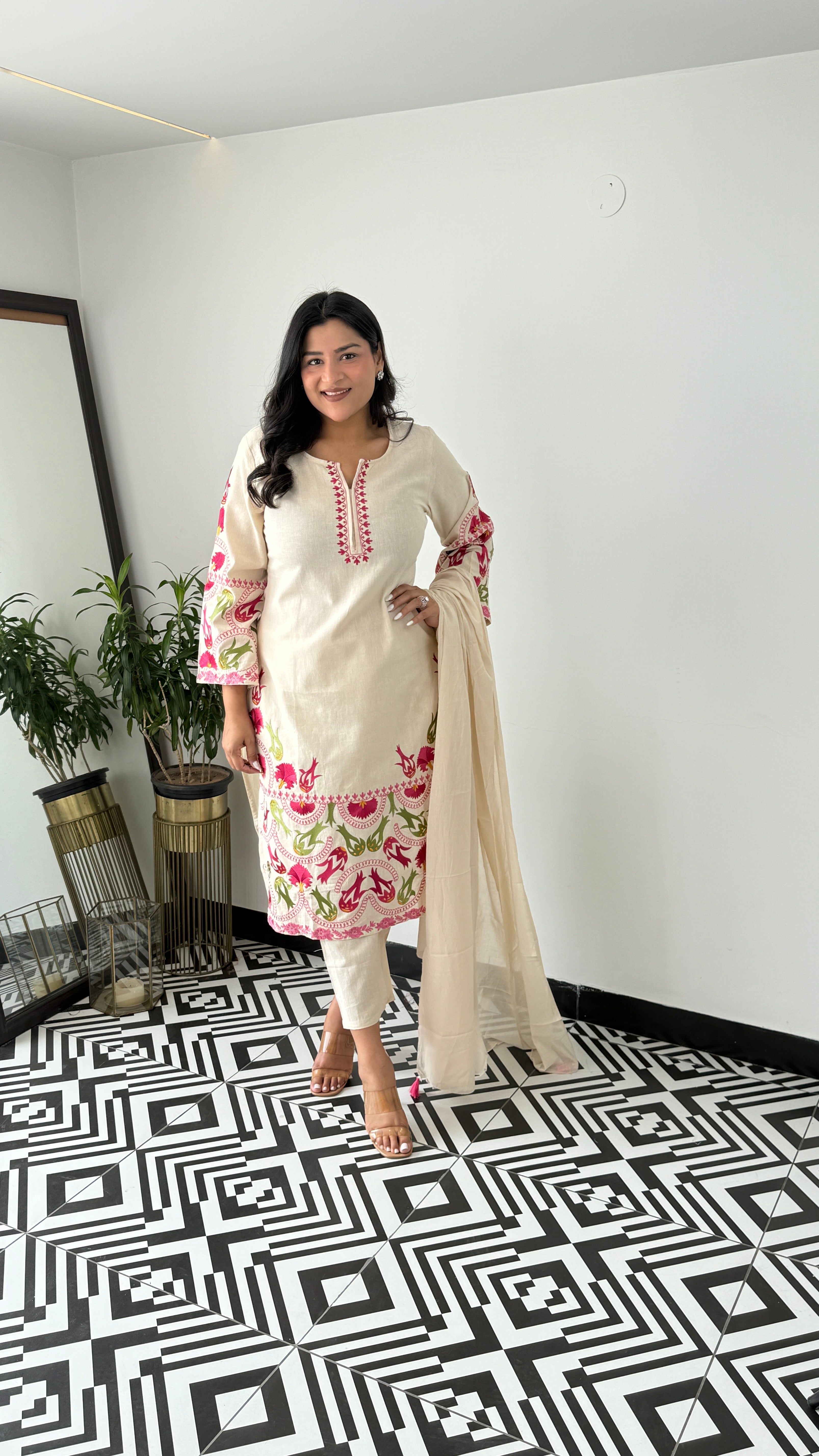 Pink Meenakari Suit Set