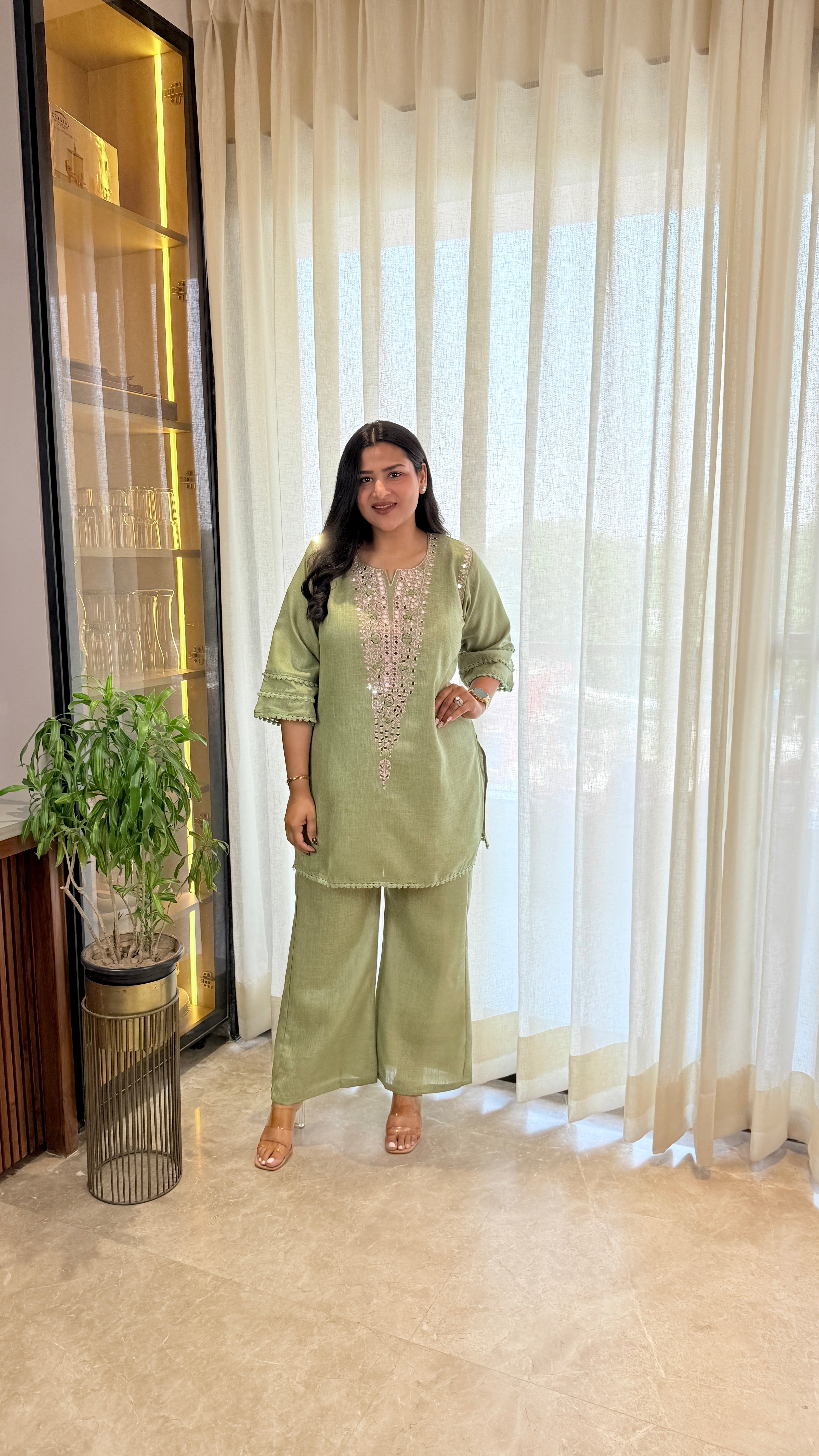 Mirror Work Green Cord Set shrisa.in