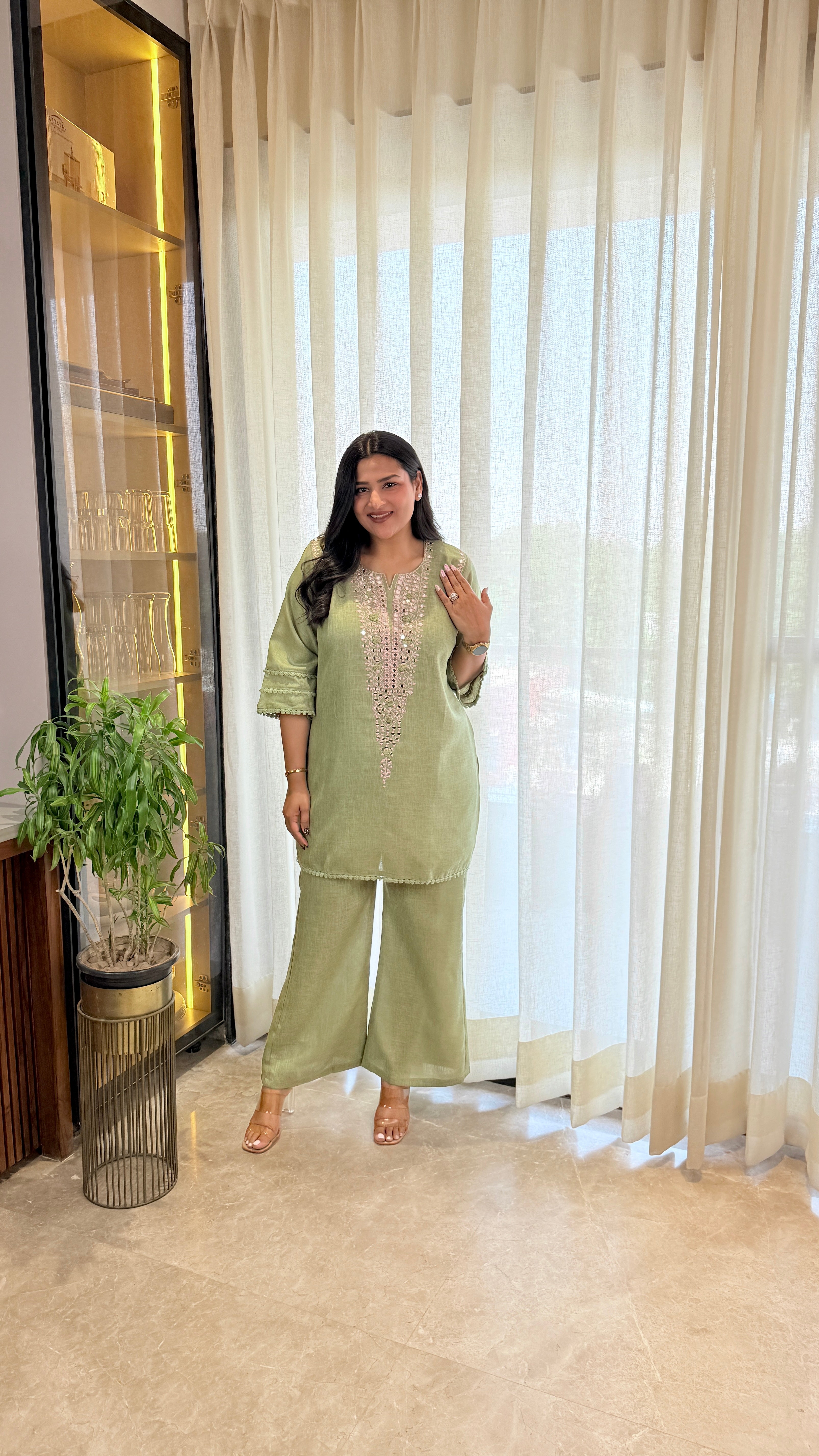 Mirror Work Green Cord Set shrisa.in