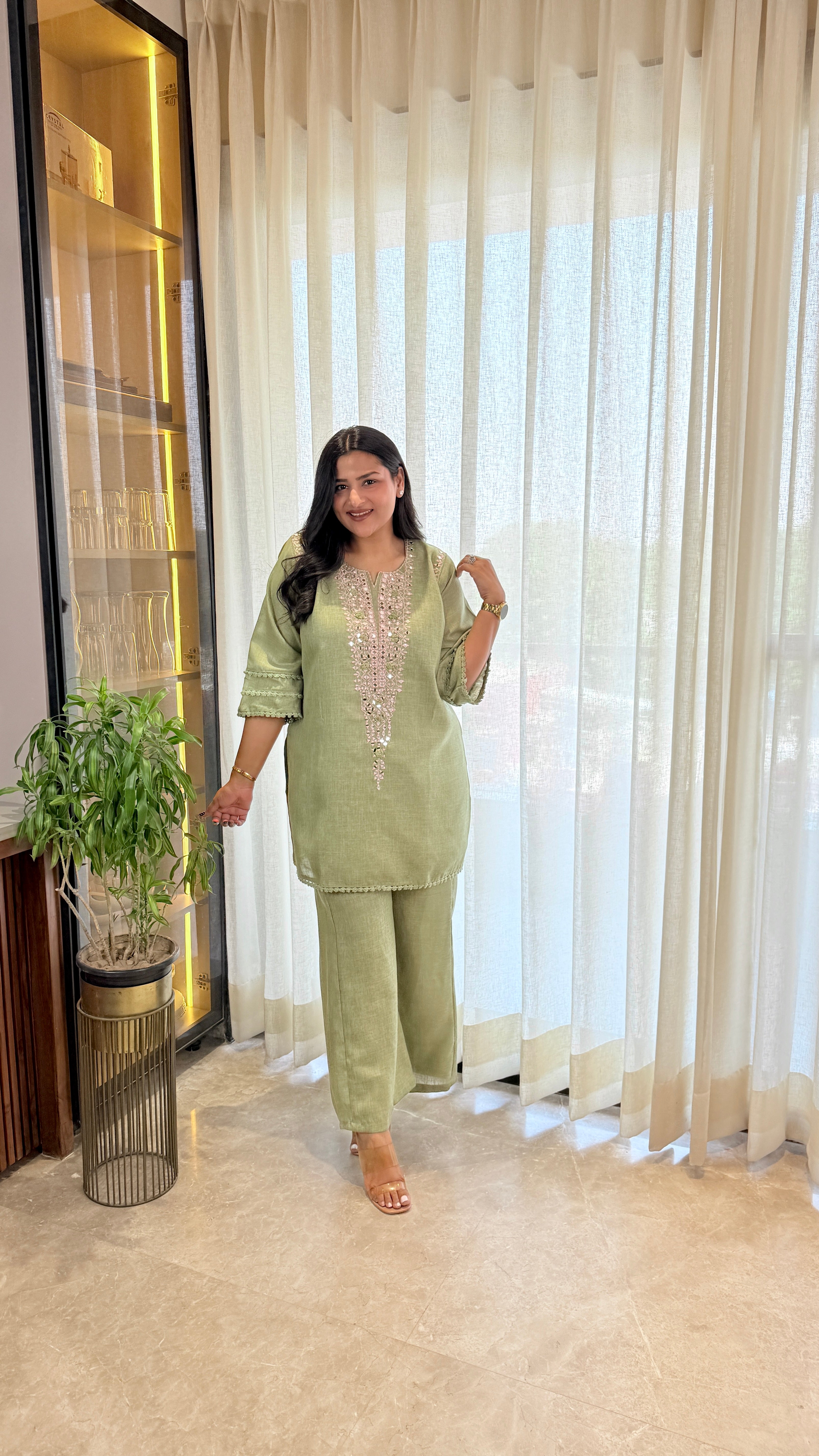 Mirror Work Green Cord Set shrisa.in