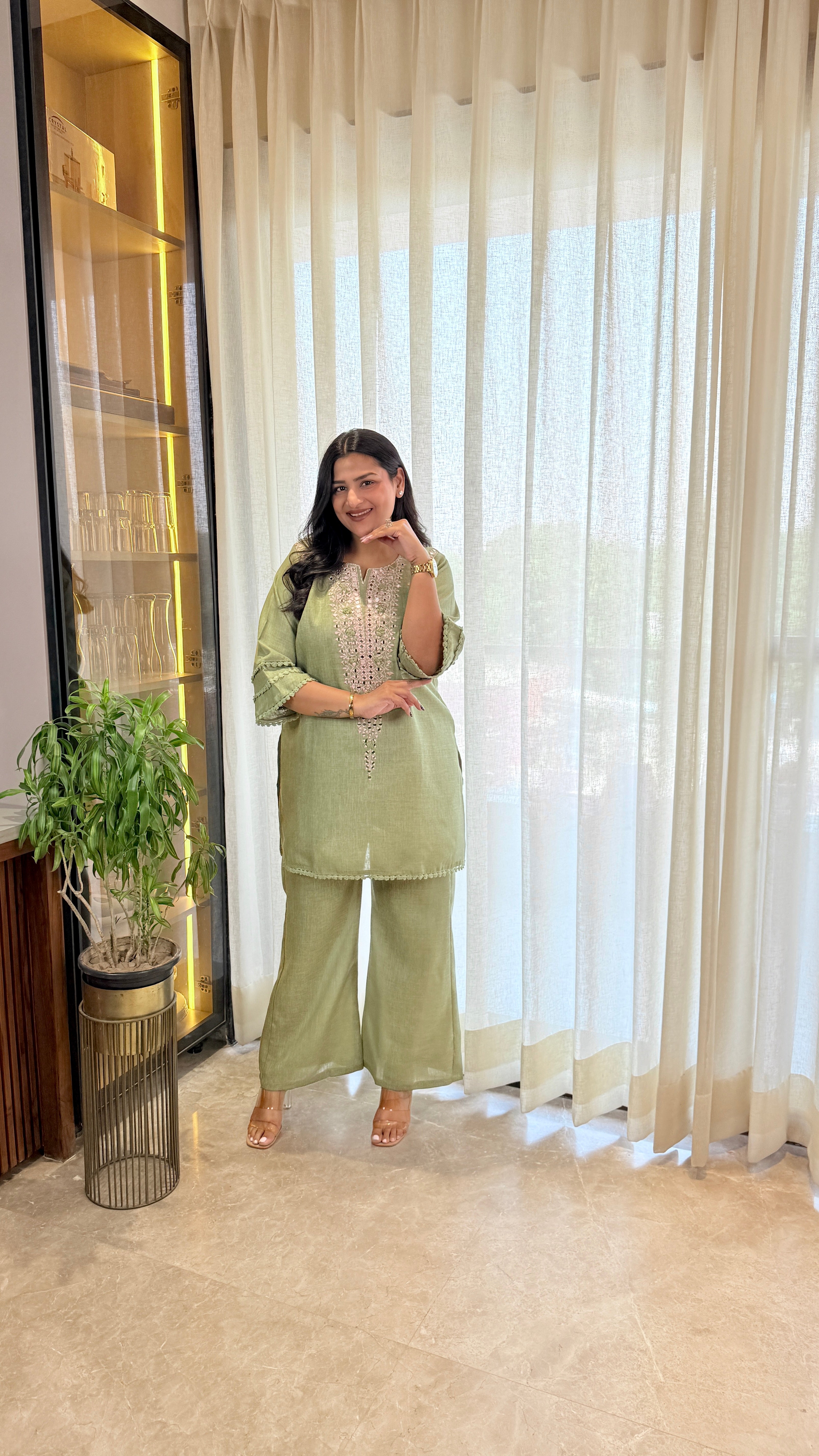 Mirror Work Green Cord Set shrisa.in