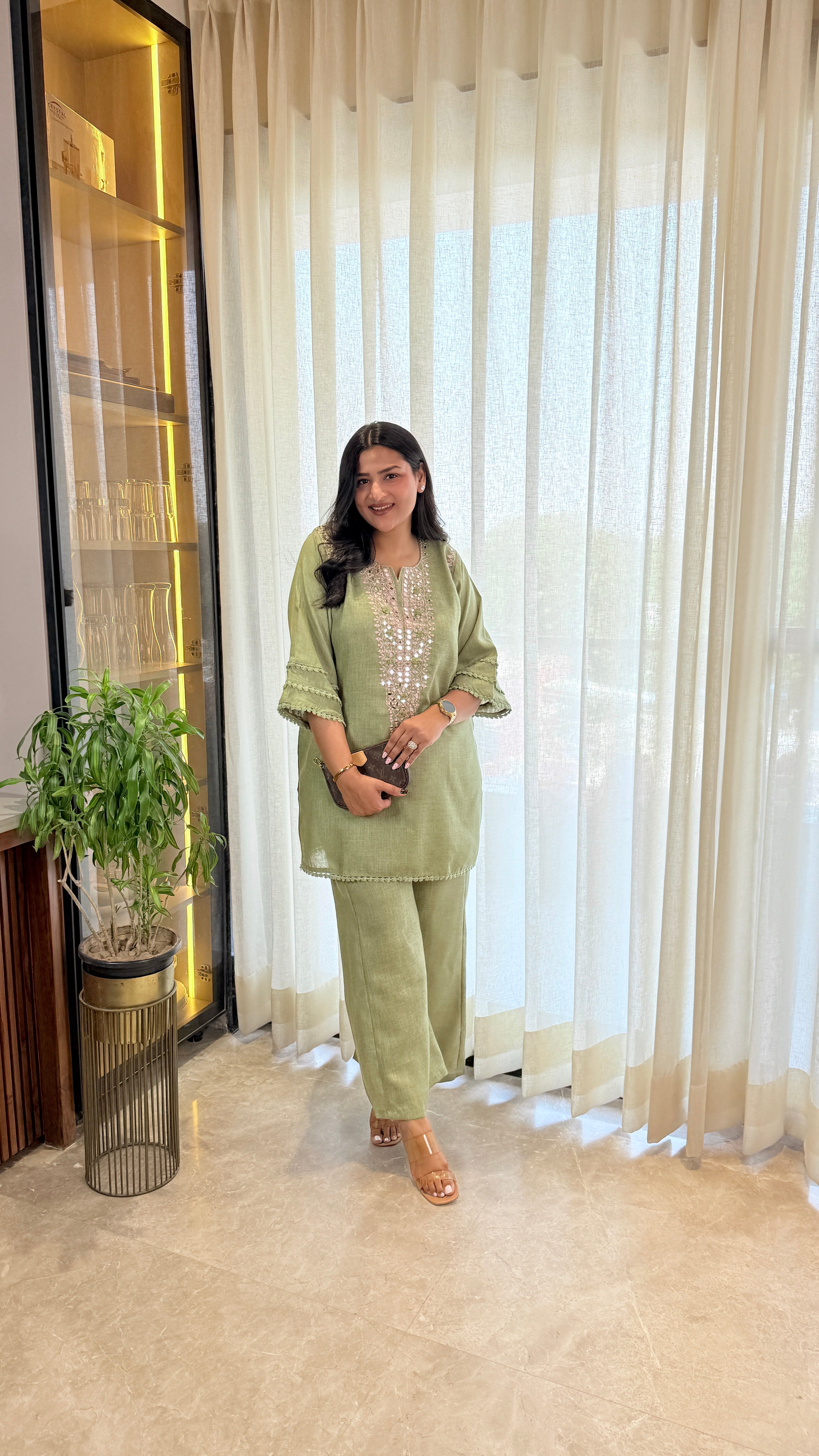 Mirror Work Green Cord Set shrisa.in