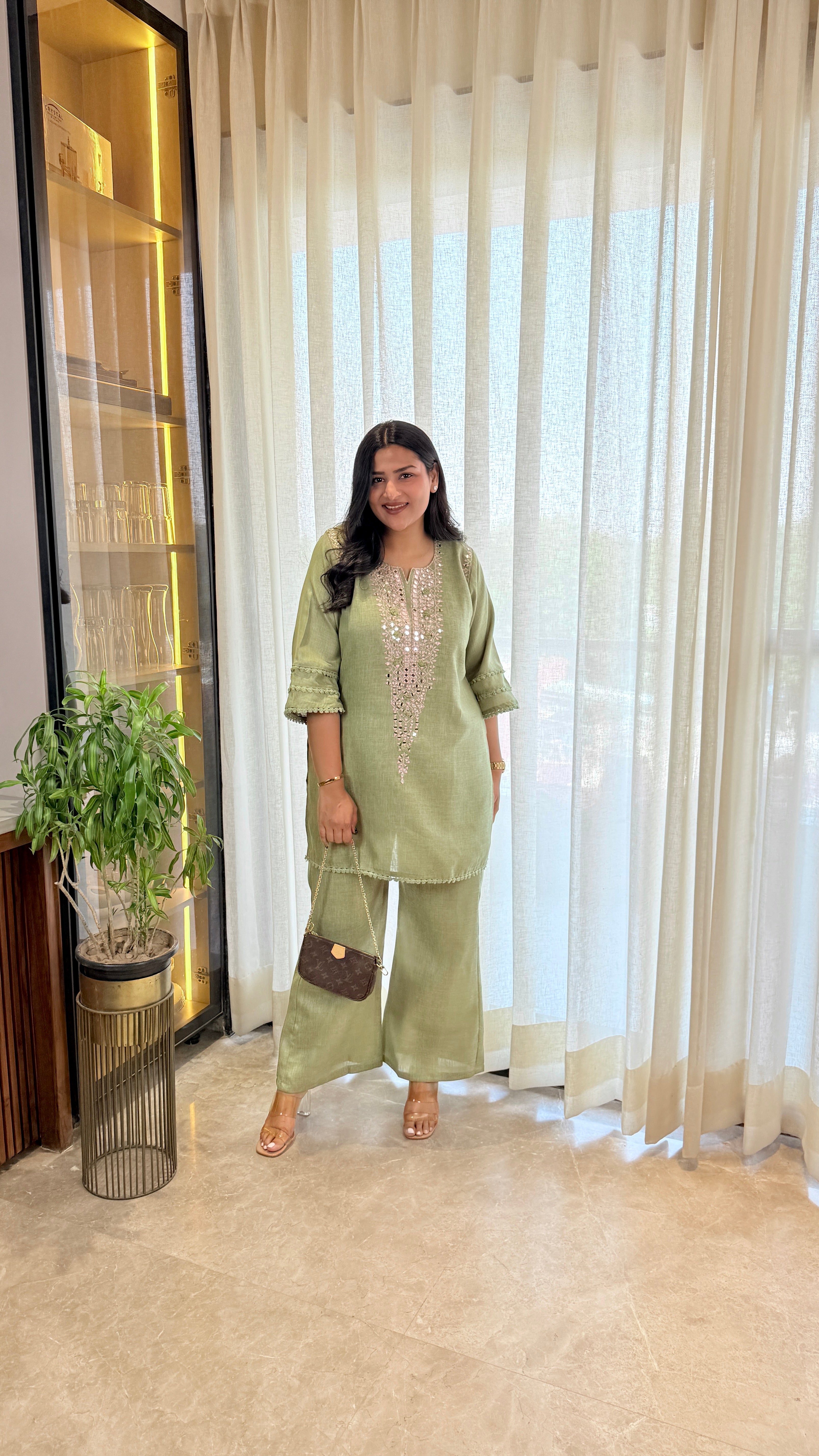 Mirror Work Green Cord Set shrisa.in