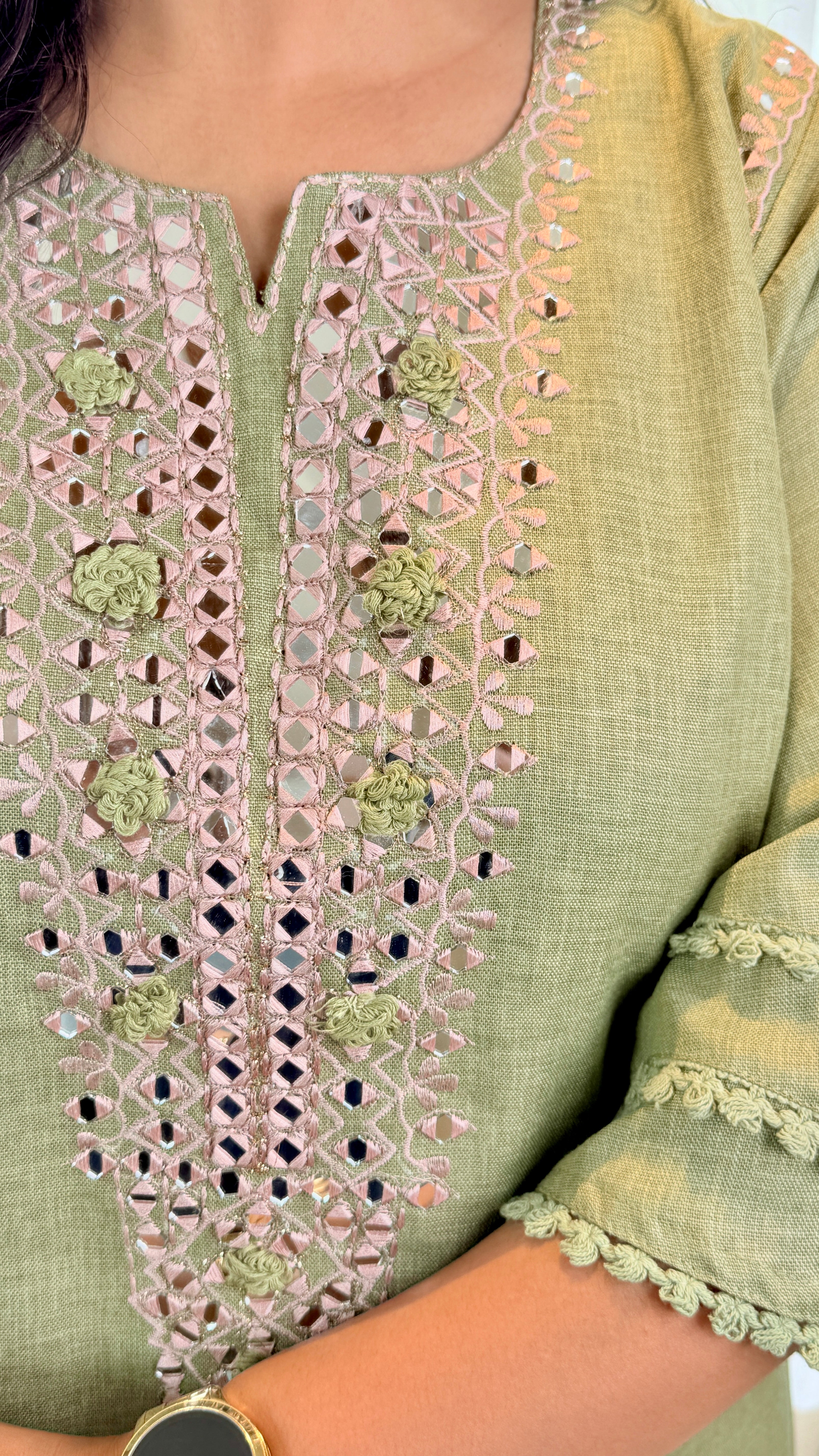 Mirror Work Green Cord Set shrisa.in
