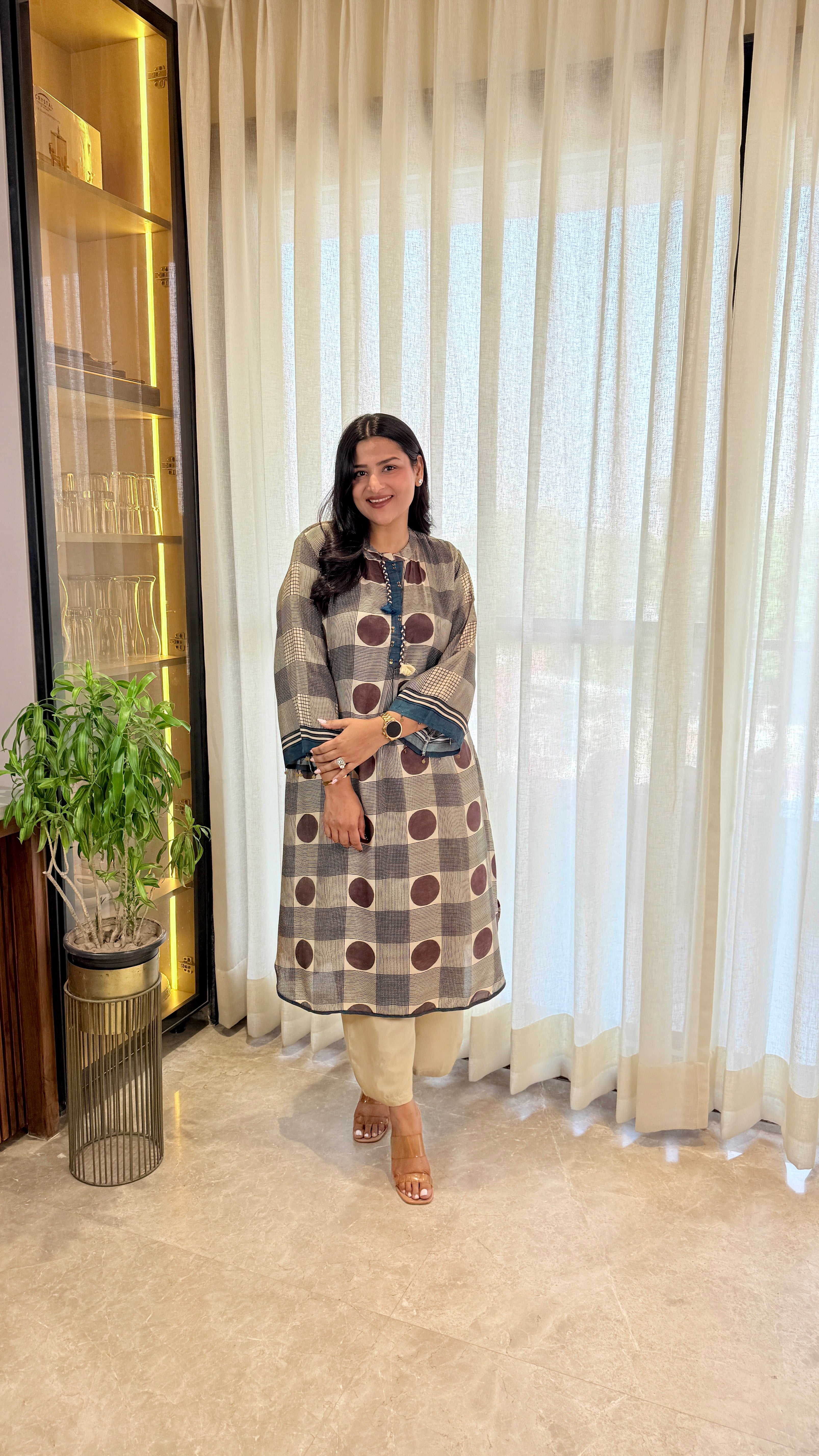 ⁠Ivory Polka Pure Muslin Cord Set shrisa.in