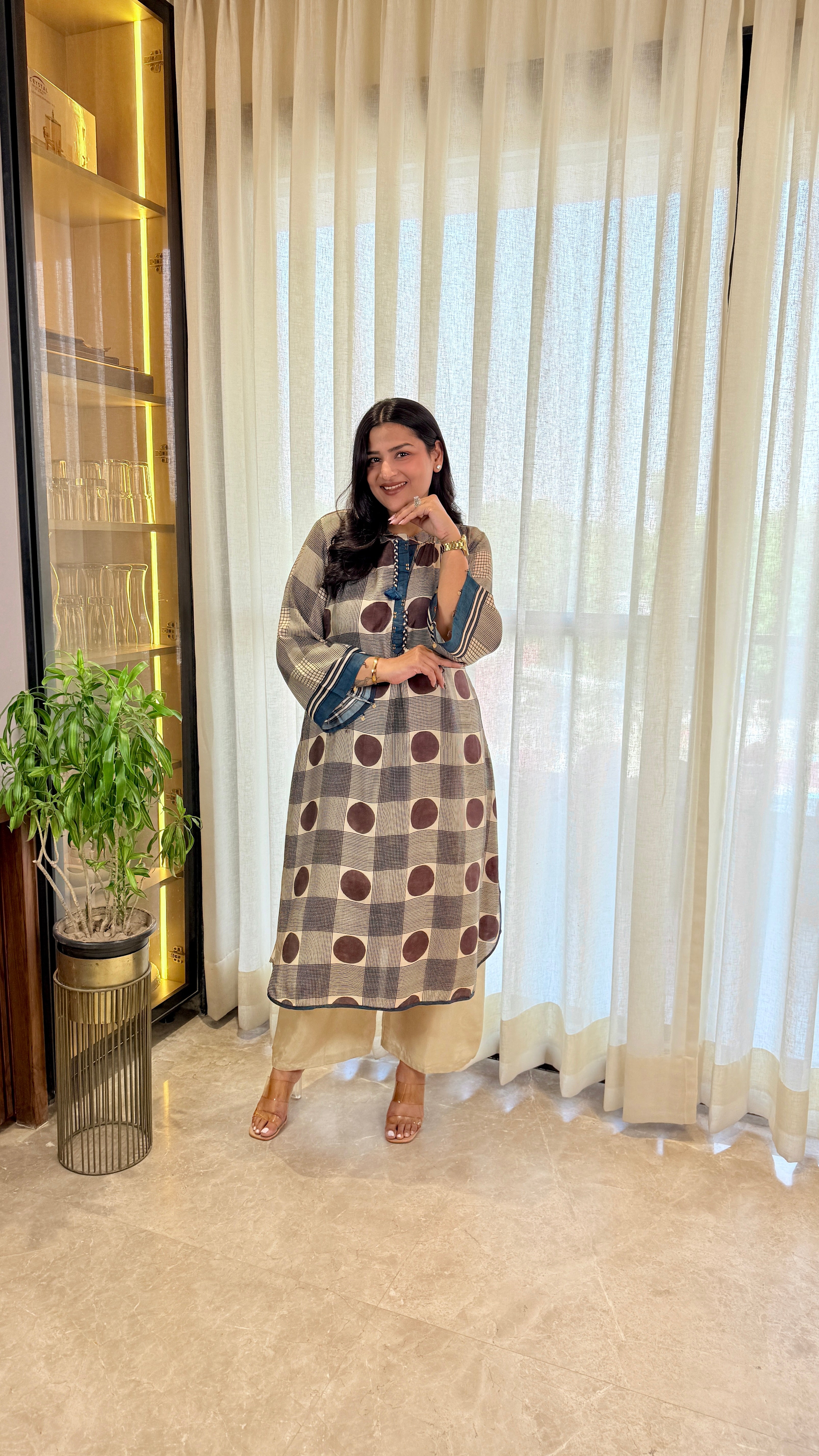 ⁠Ivory Polka Pure Muslin Cord Set shrisa.in