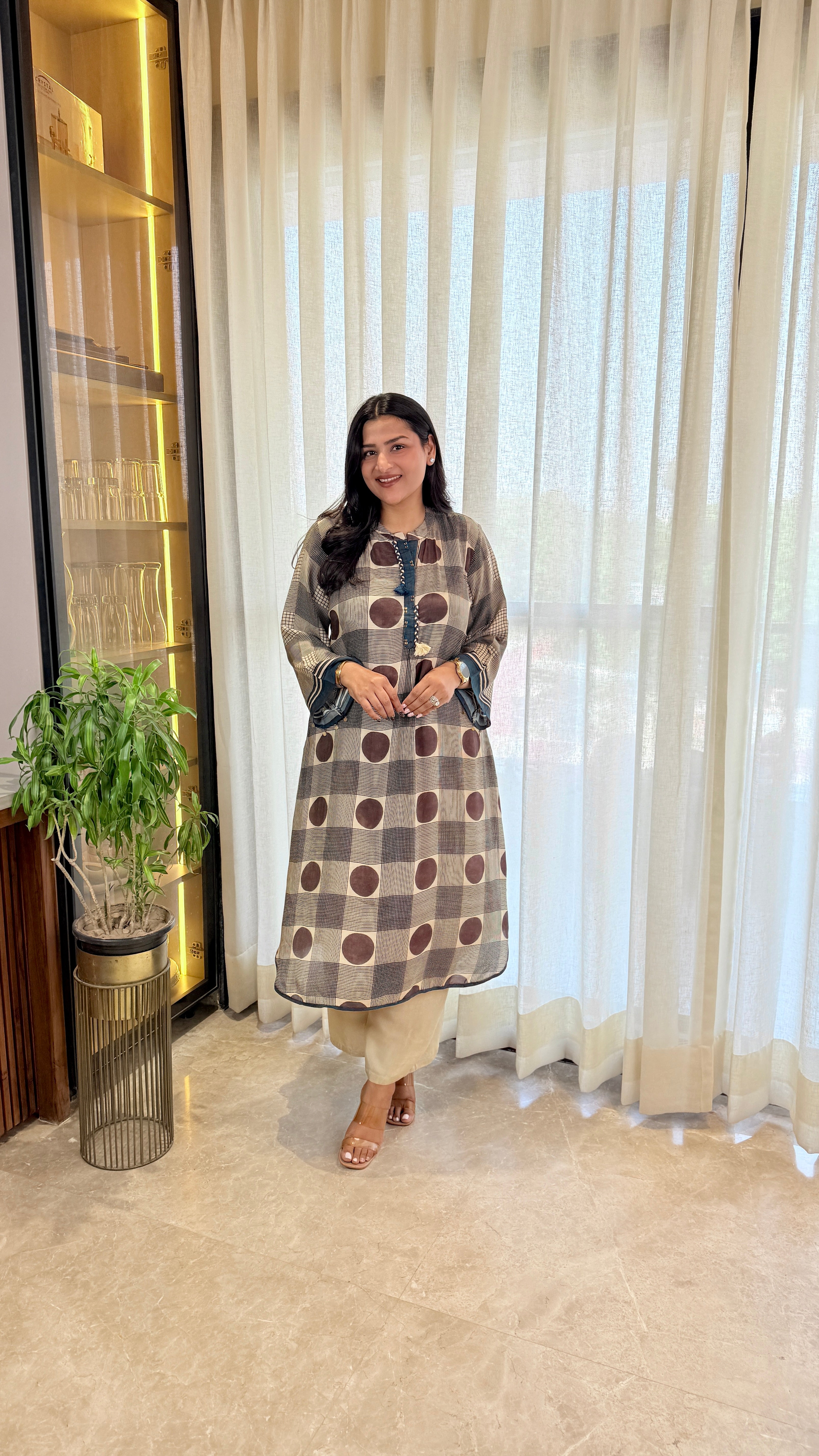 ⁠Ivory Polka Pure Muslin Cord Set shrisa.in