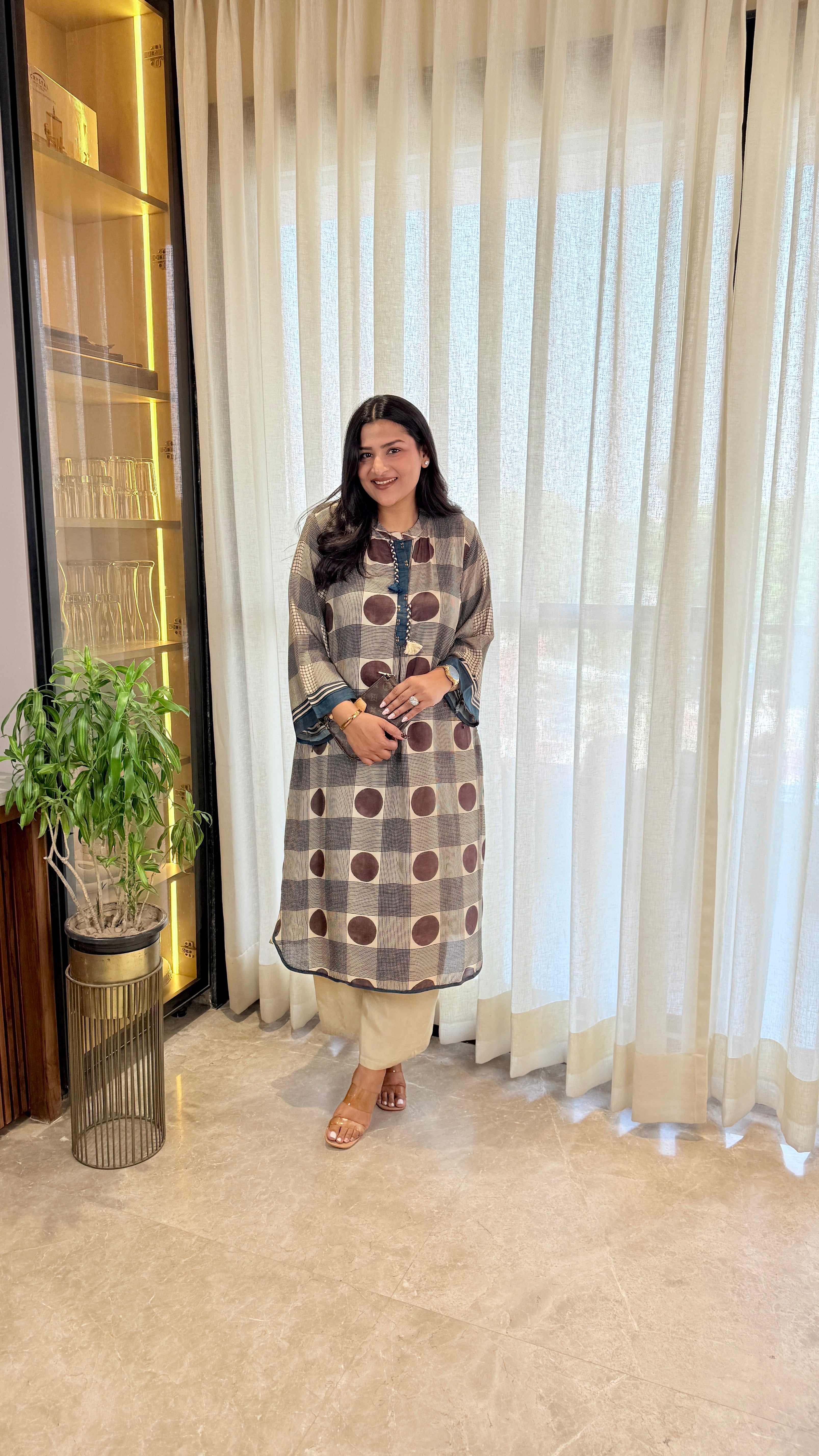 ⁠Ivory Polka Pure Muslin Cord Set shrisa.in