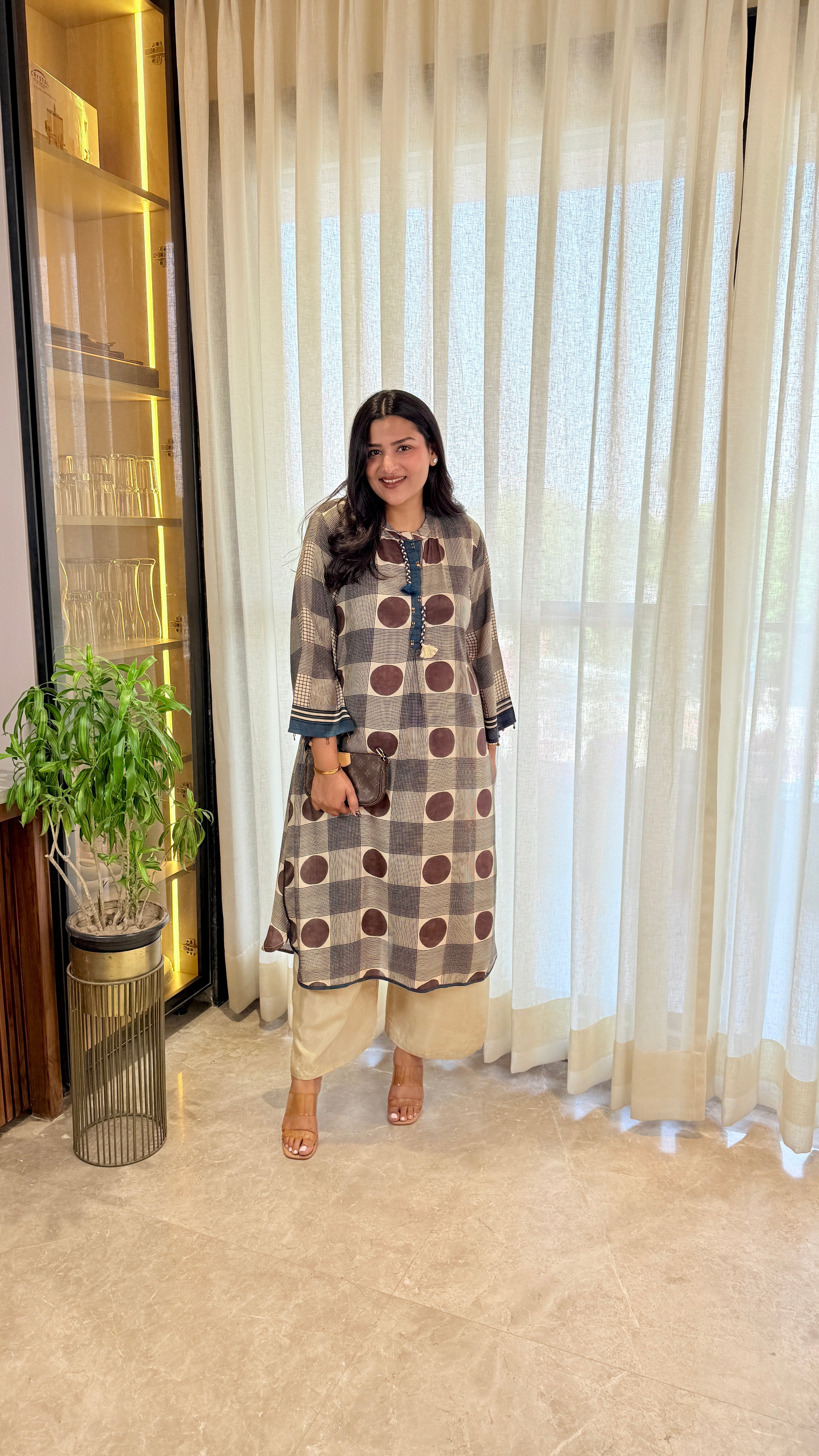 ⁠Ivory Polka Pure Muslin Cord Set shrisa.in