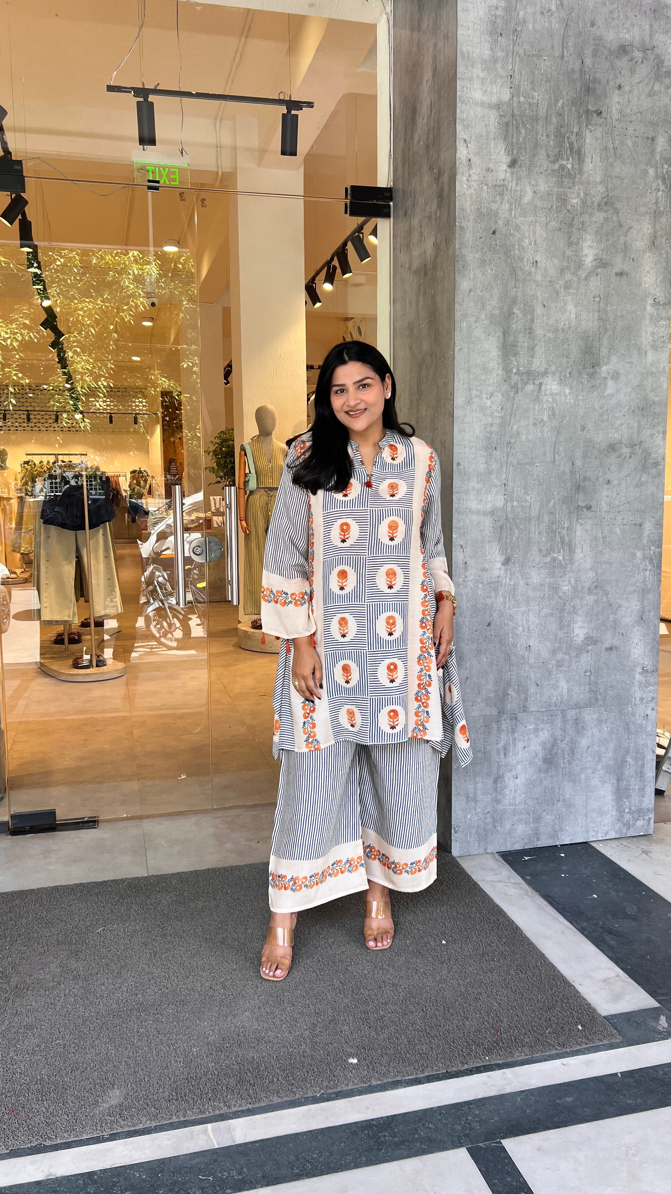 Premium Rust Mughal Stripes Kurta Pants shrisa.in