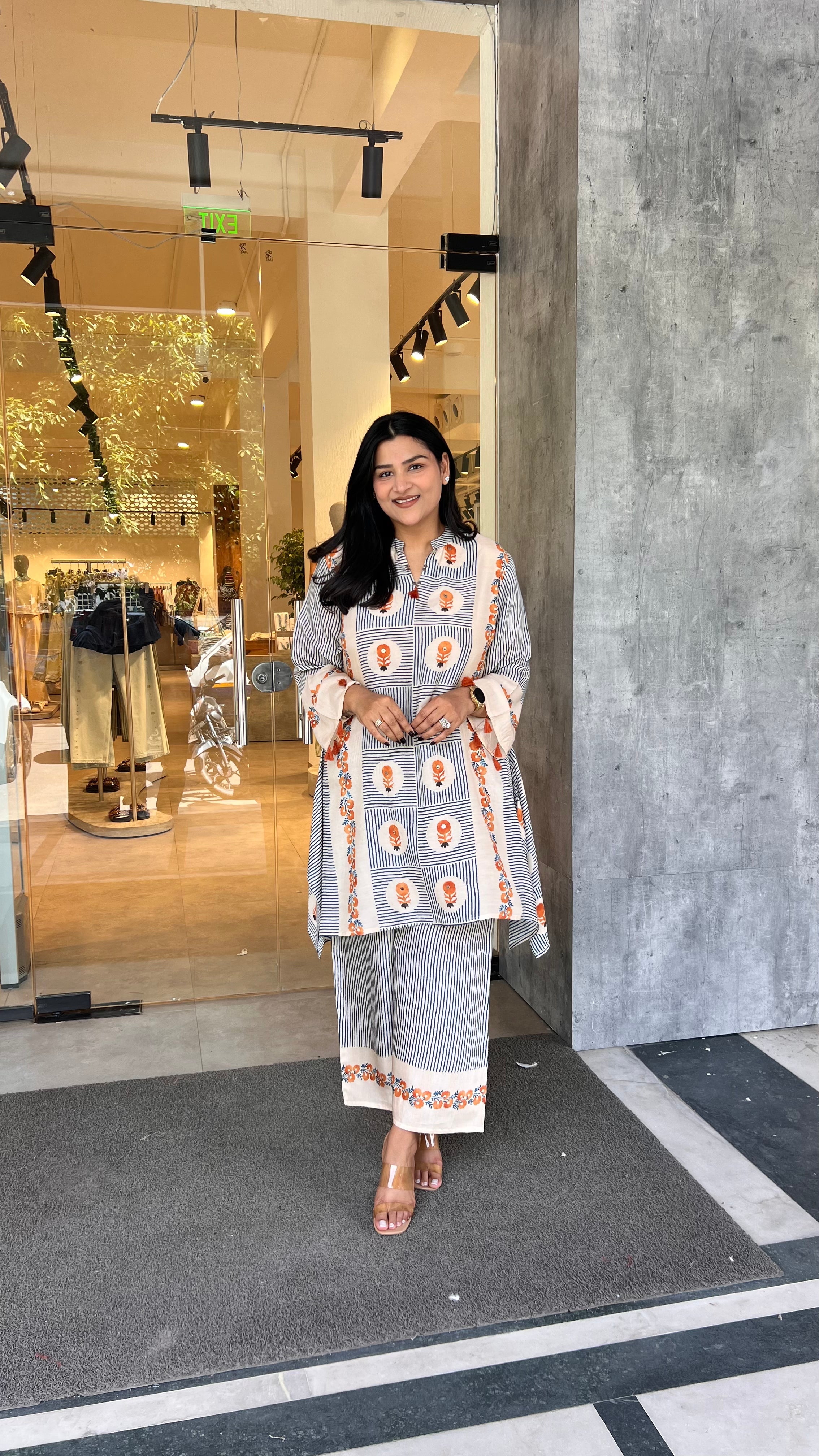 Premium Rust Mughal Stripes Kurta Pants shrisa.in