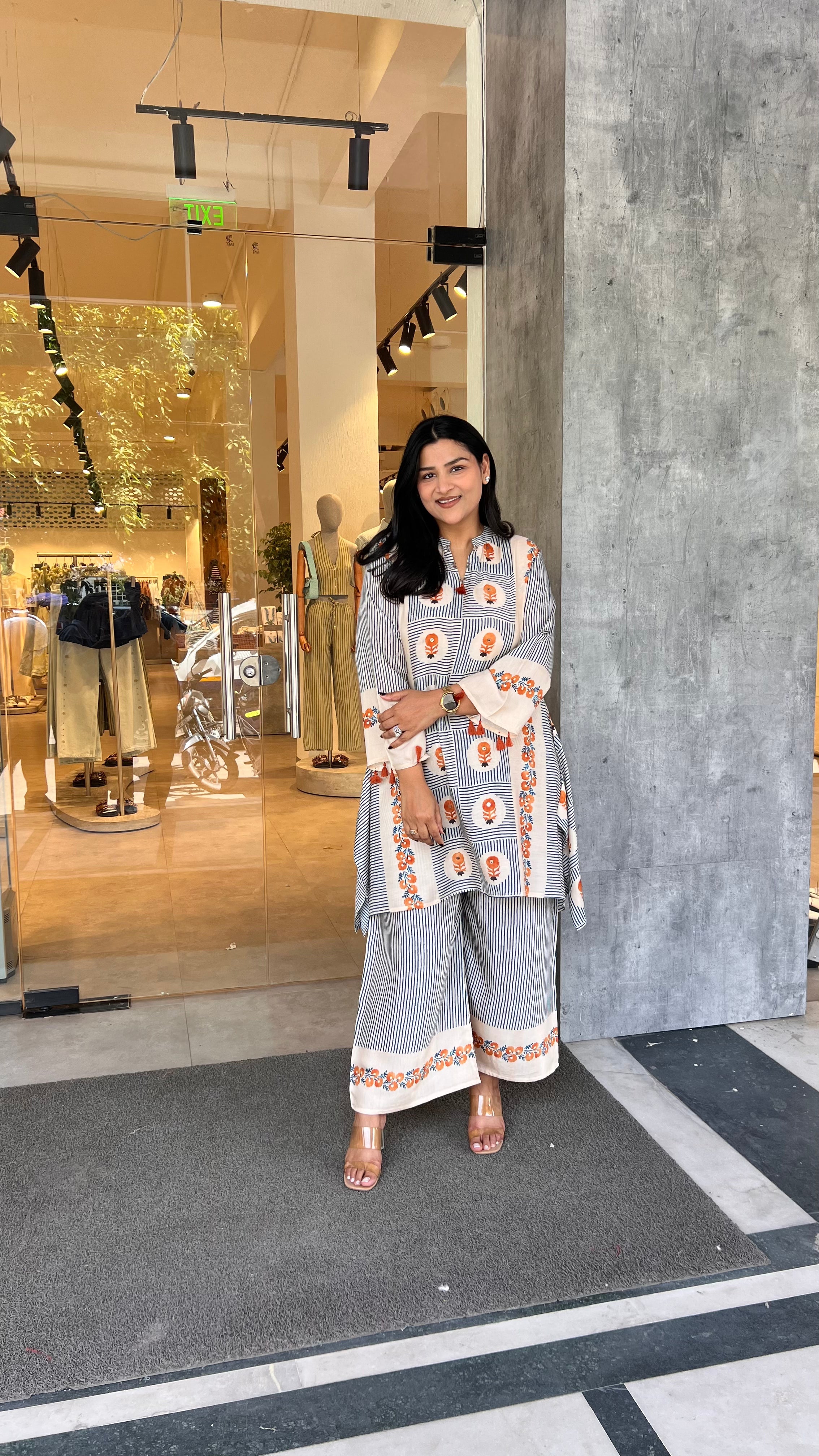 Premium Rust Mughal Stripes Kurta Pants shrisa.in