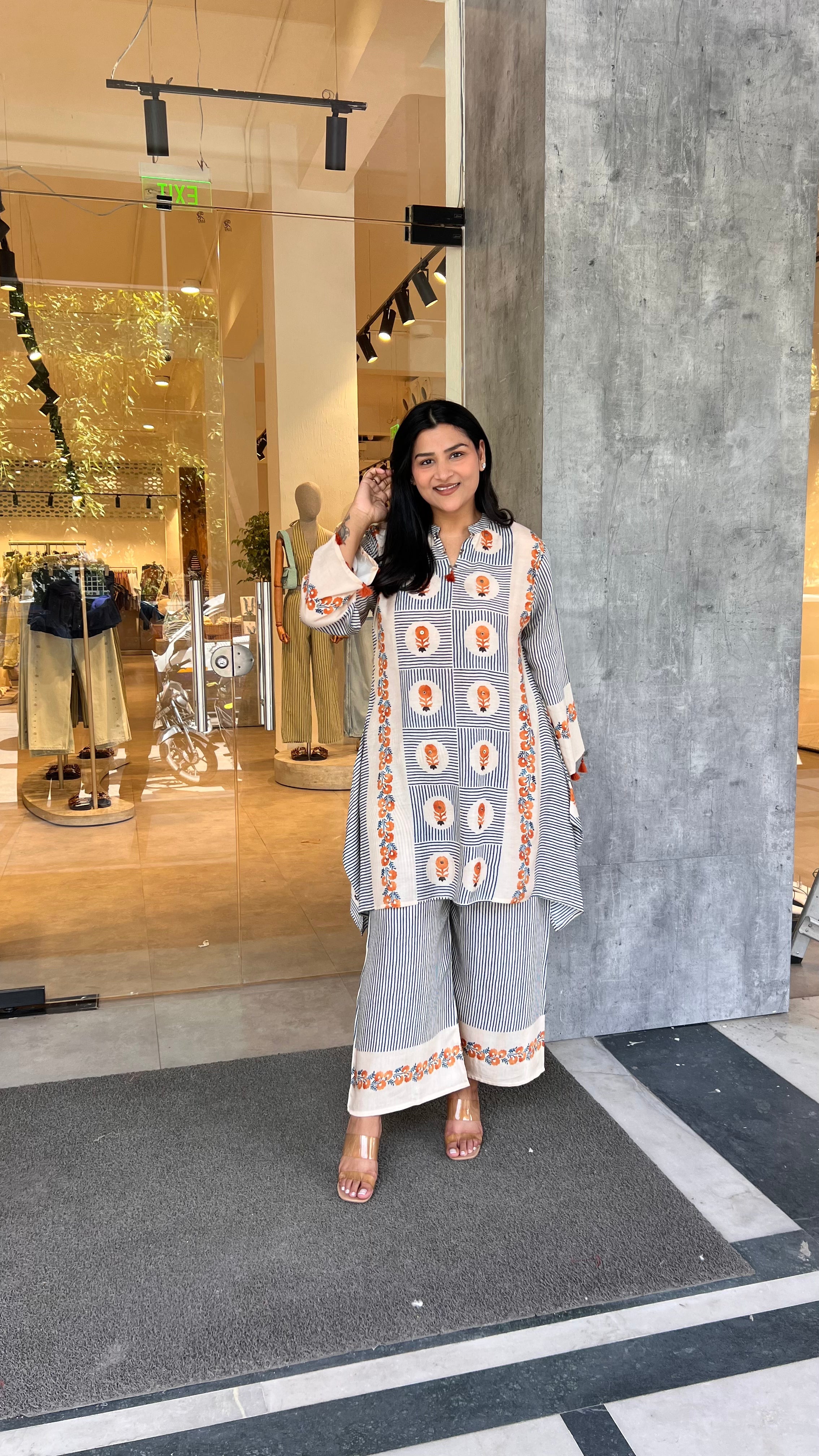 Premium Rust Mughal Stripes Kurta Pants shrisa.in
