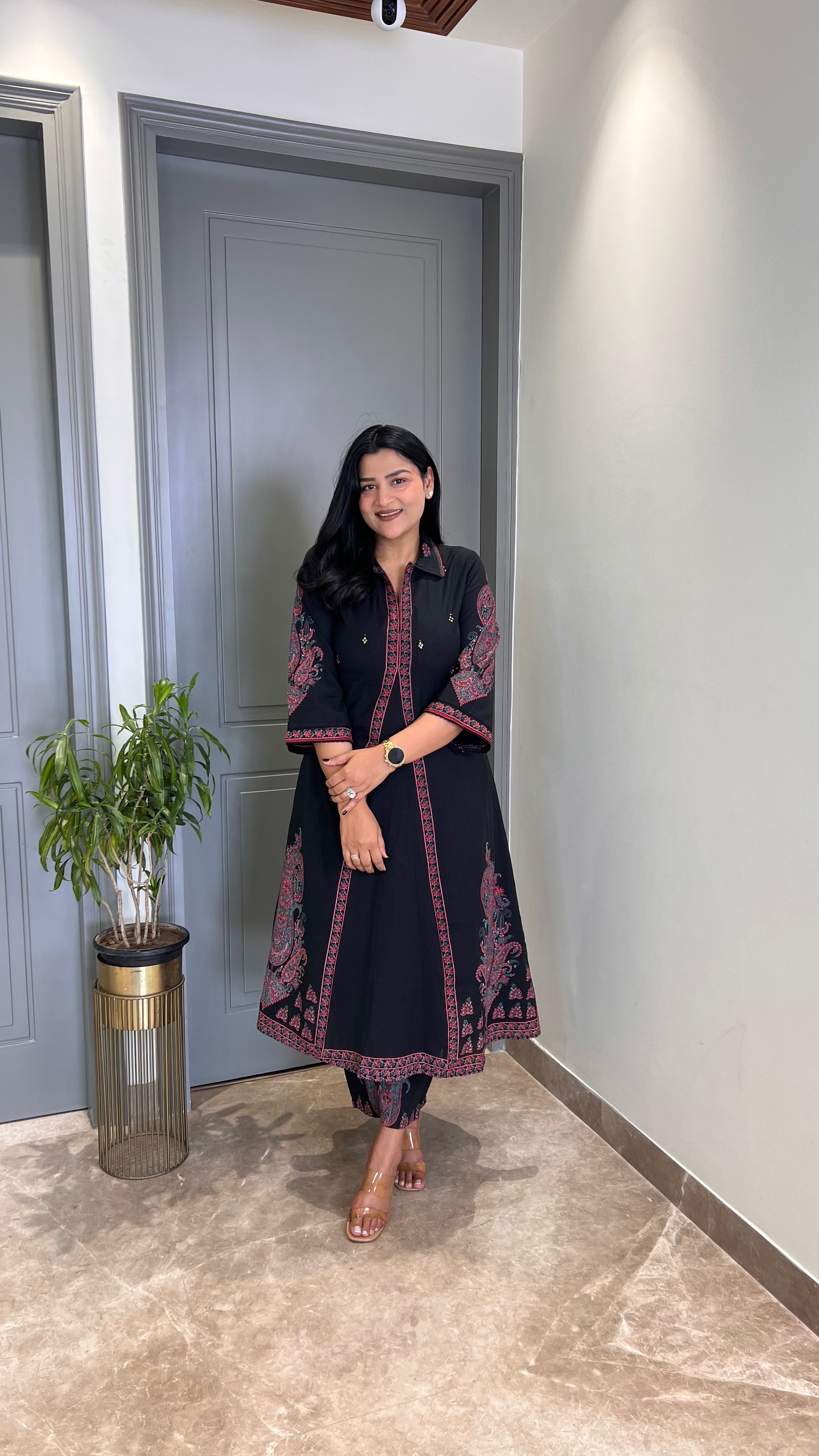 Black Collar kurta Pants shrisa.in