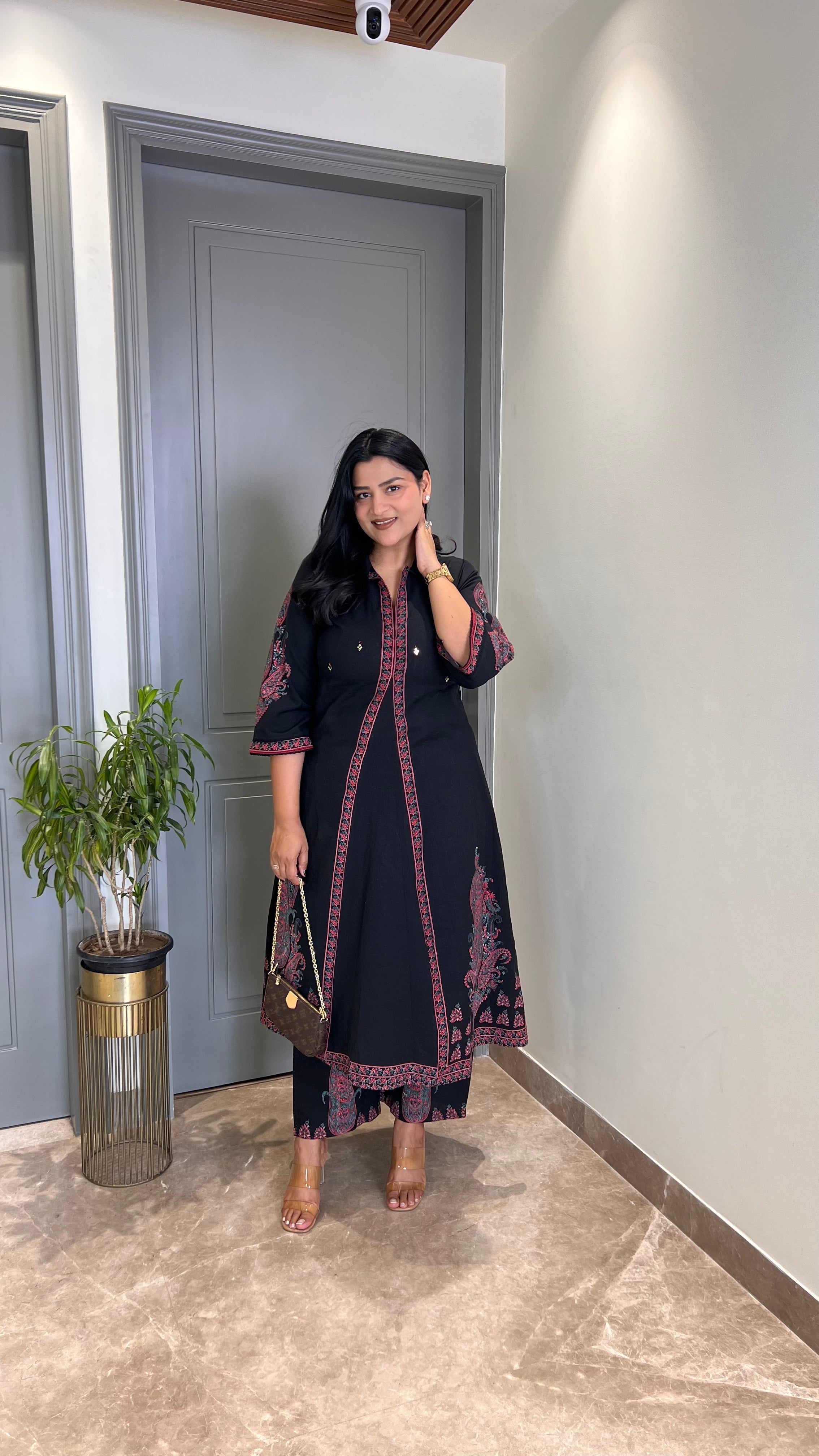 Black Collar kurta Pants shrisa.in