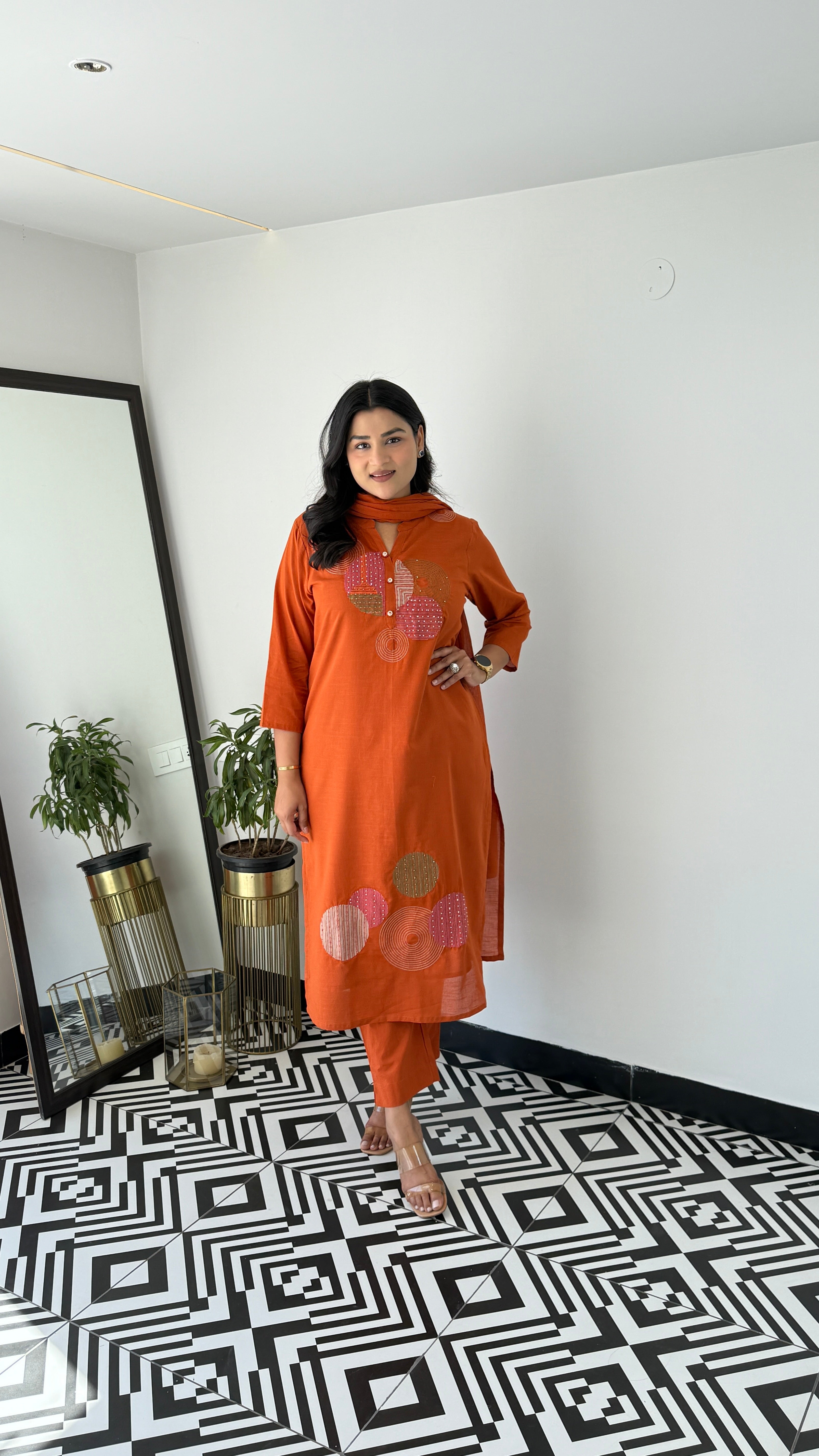 Rust Geometric Suit Set