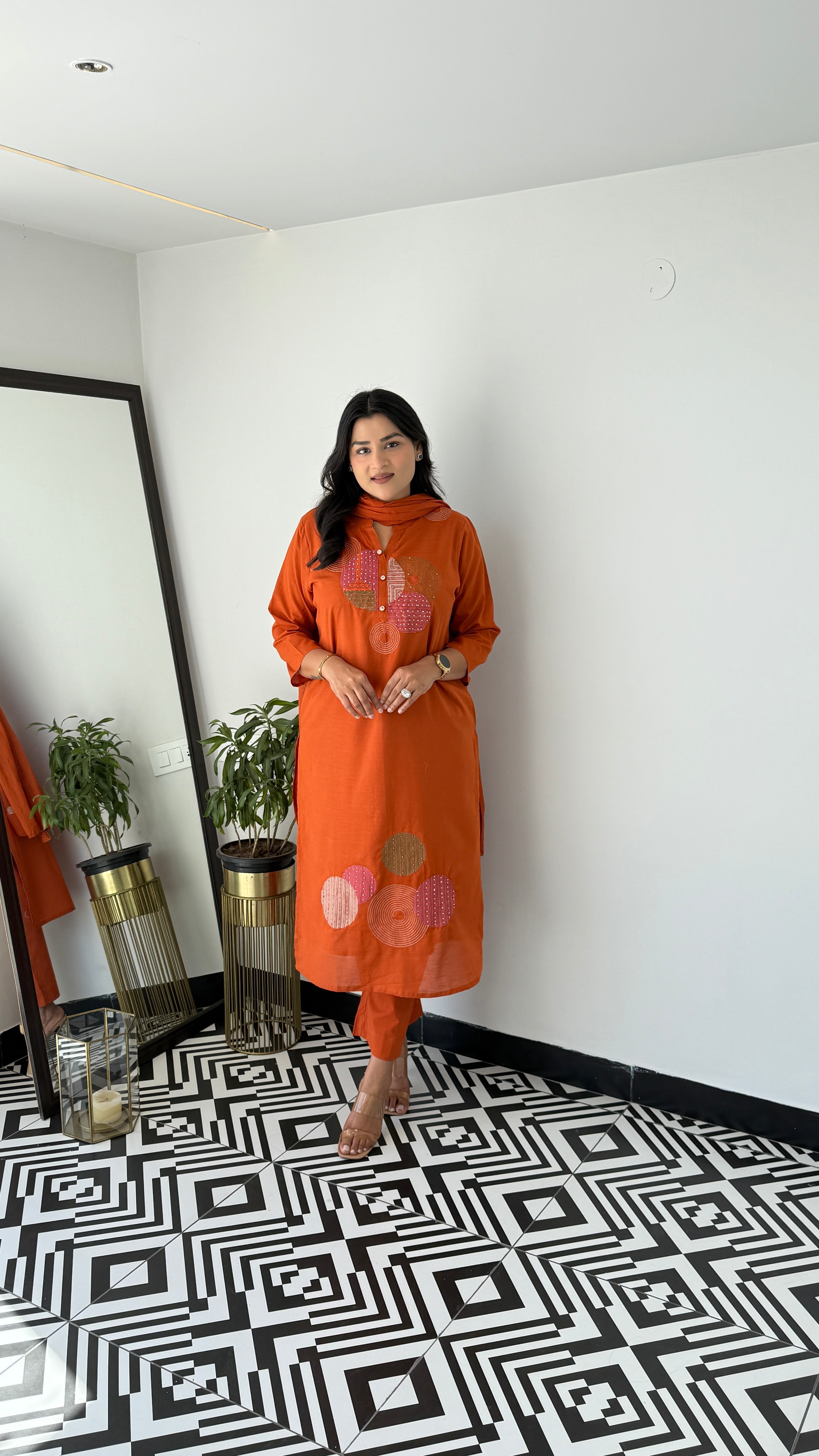 Rust Geometric Suit Set