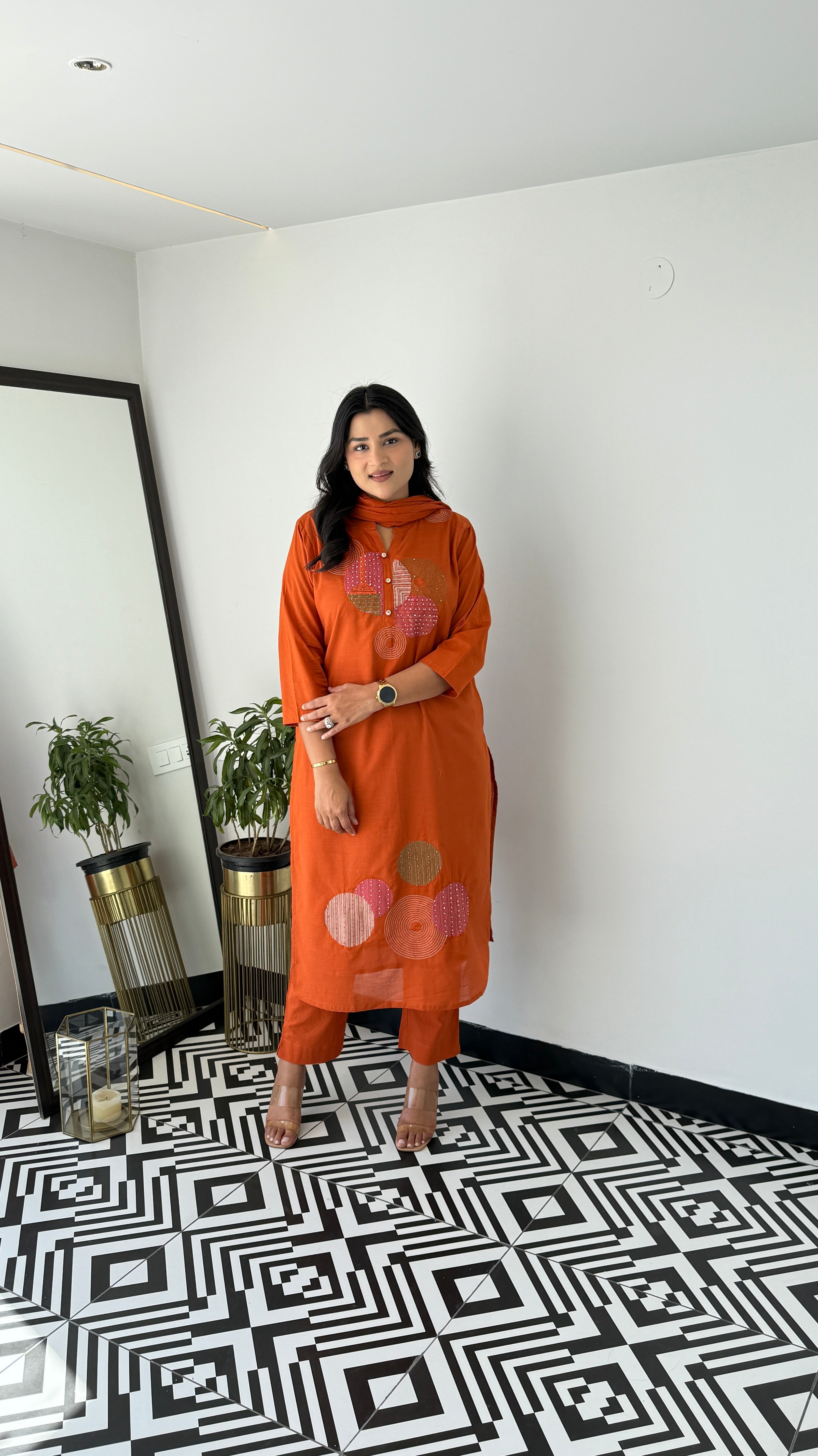 Rust Geometric Suit Set