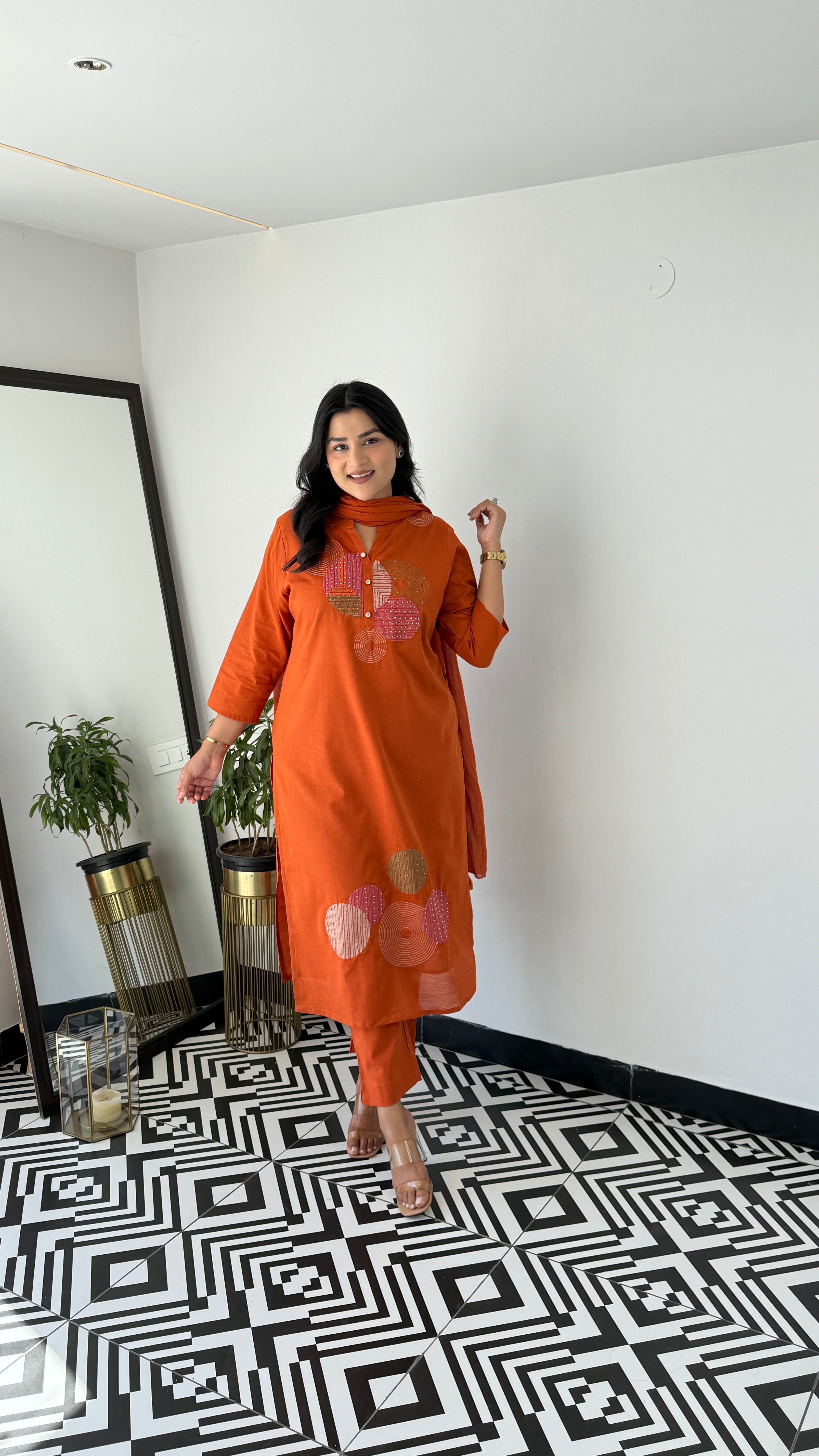 Rust Geometric Suit Set