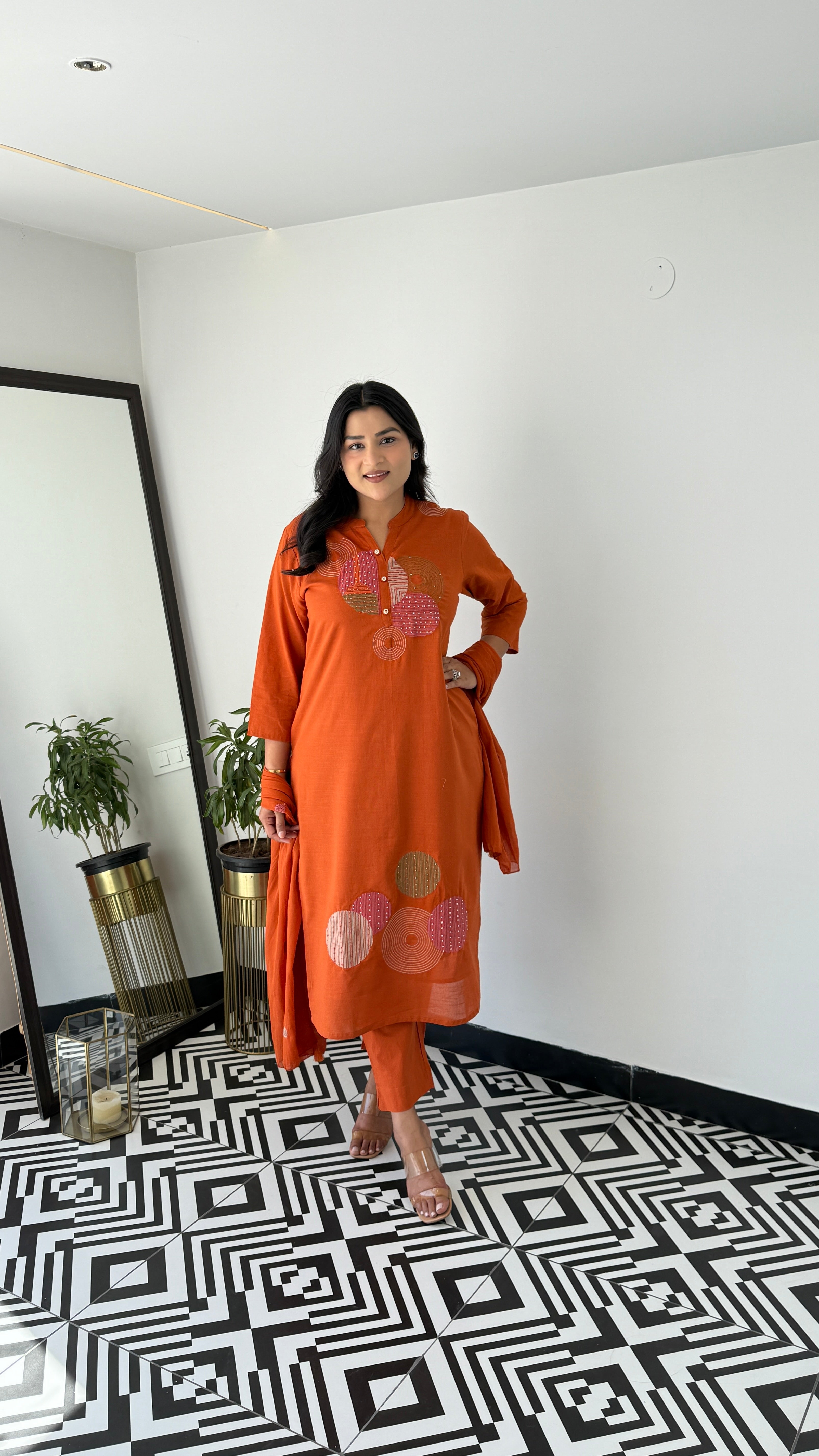 Rust Geometric Suit Set