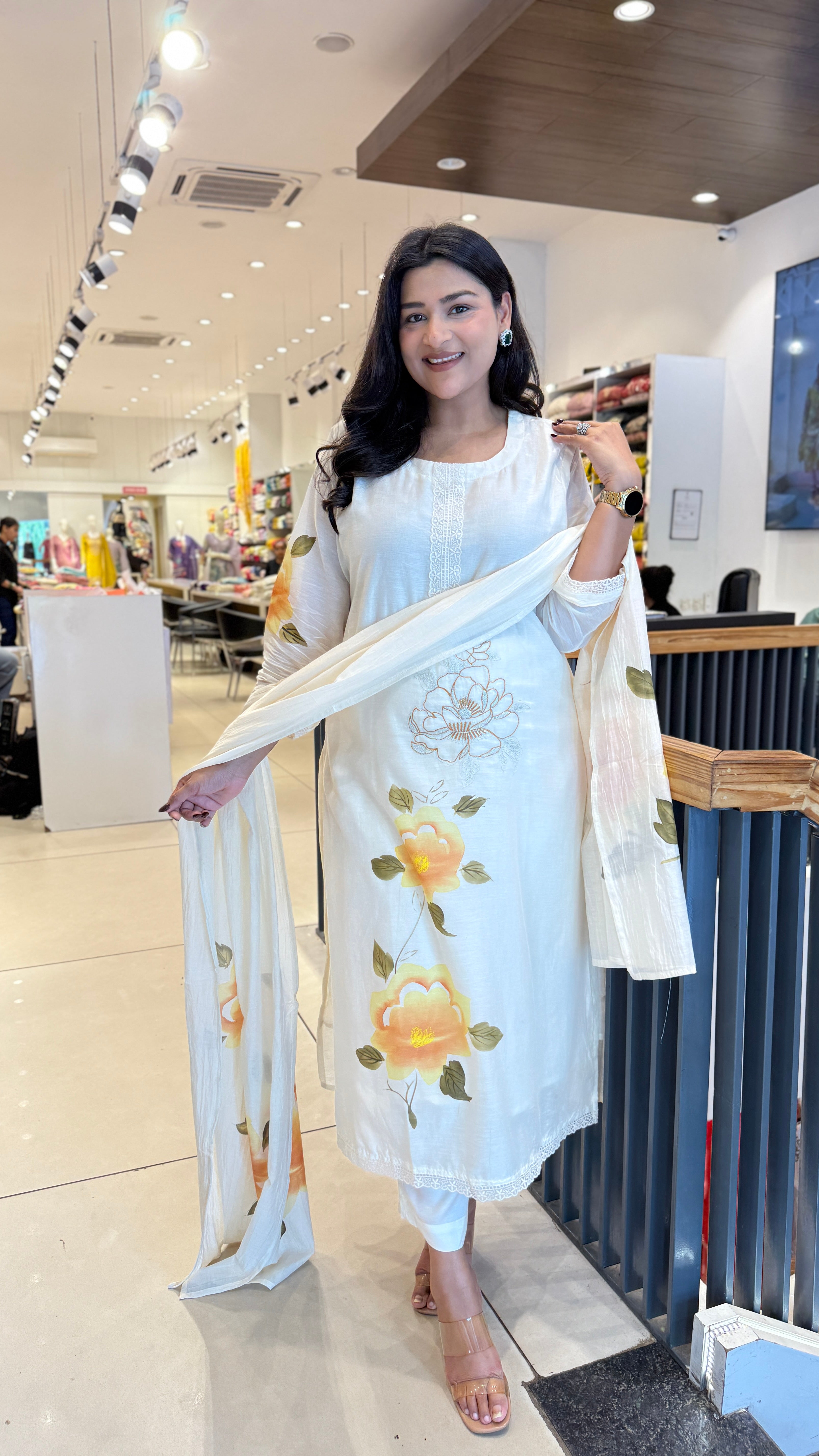 Yellow Flower Handpaint Suit Set