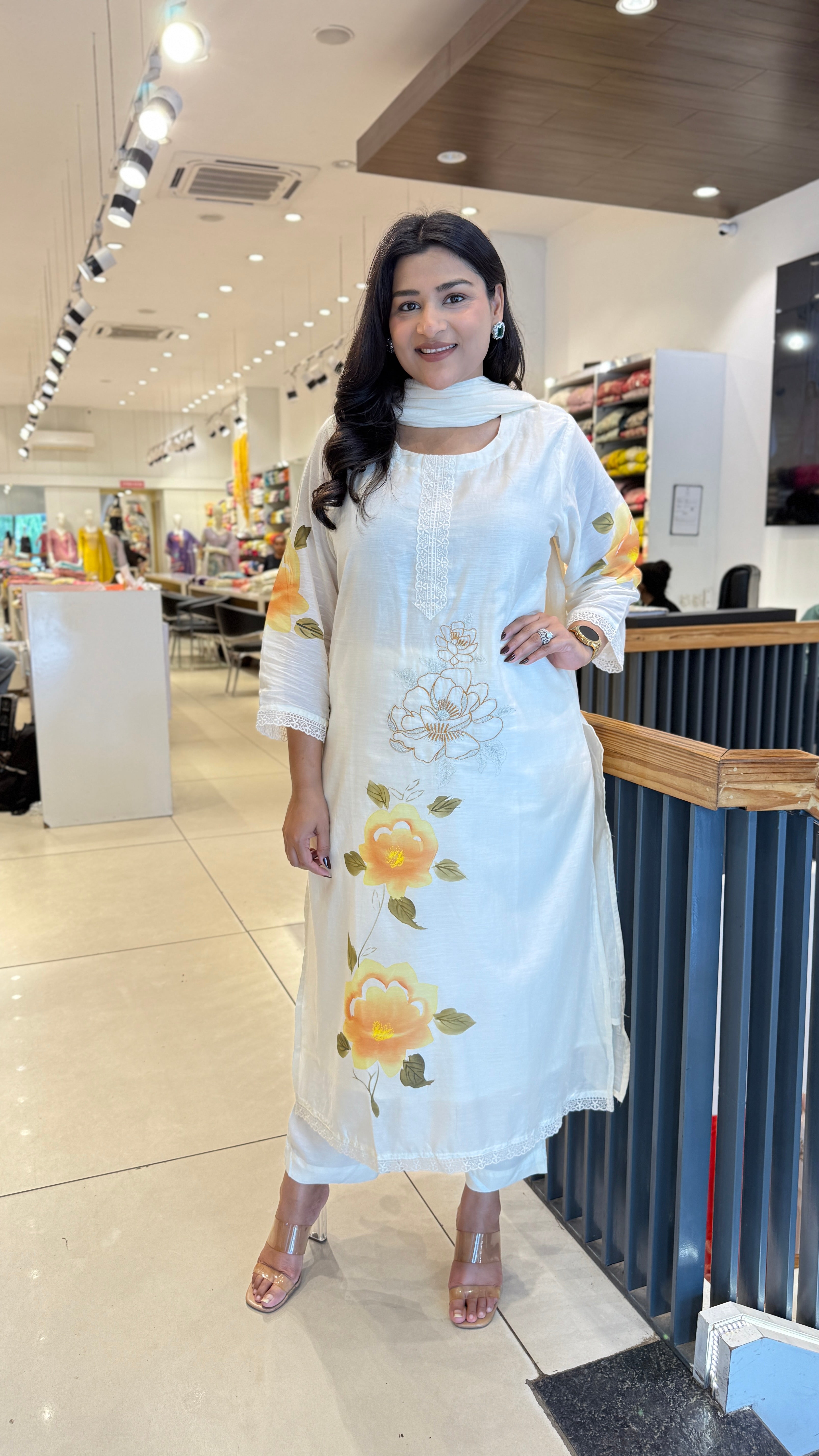 Yellow Flower Handpaint Suit Set