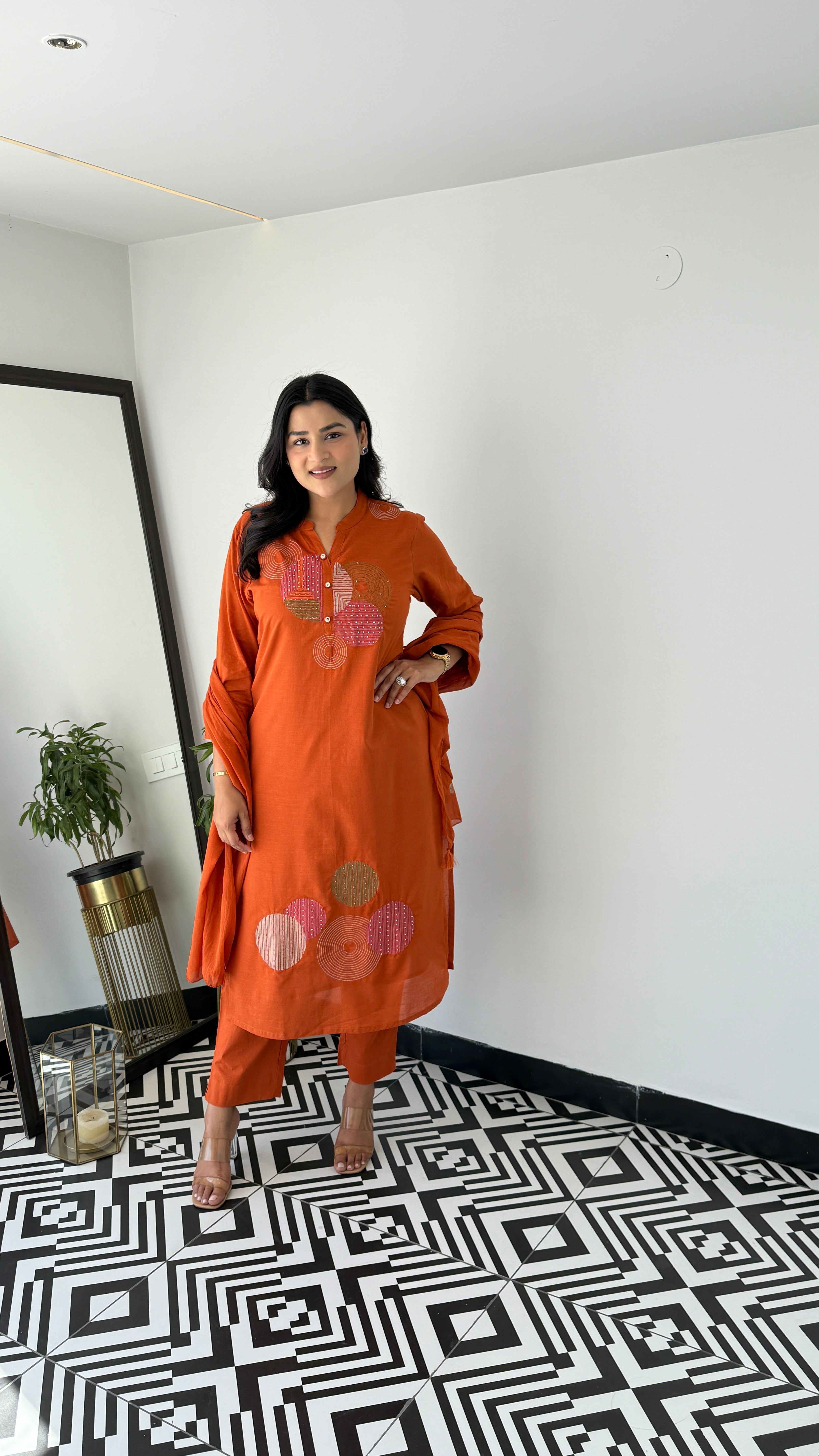 Rust Geometric Suit Set