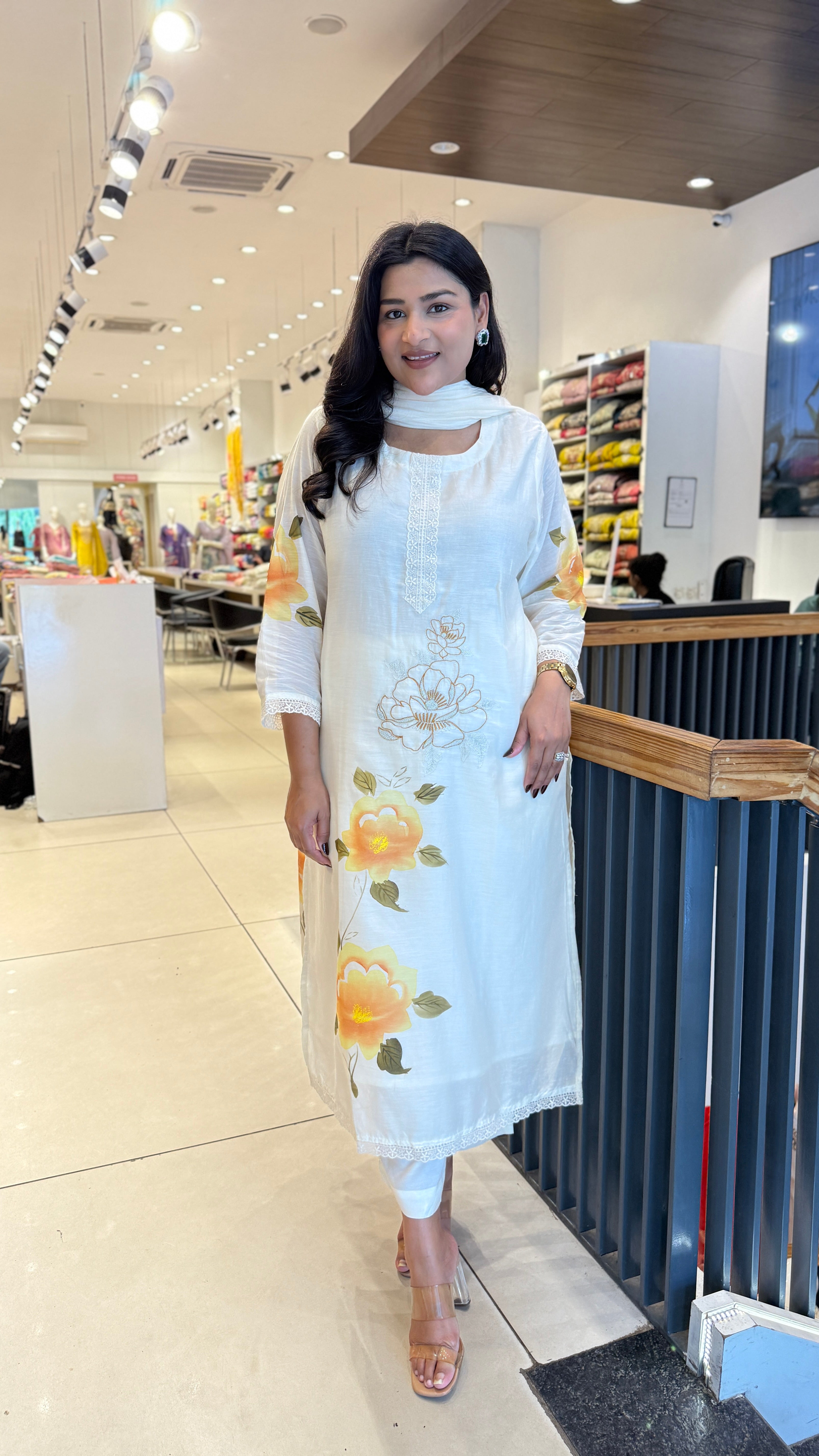 Yellow Flower Handpaint Suit Set