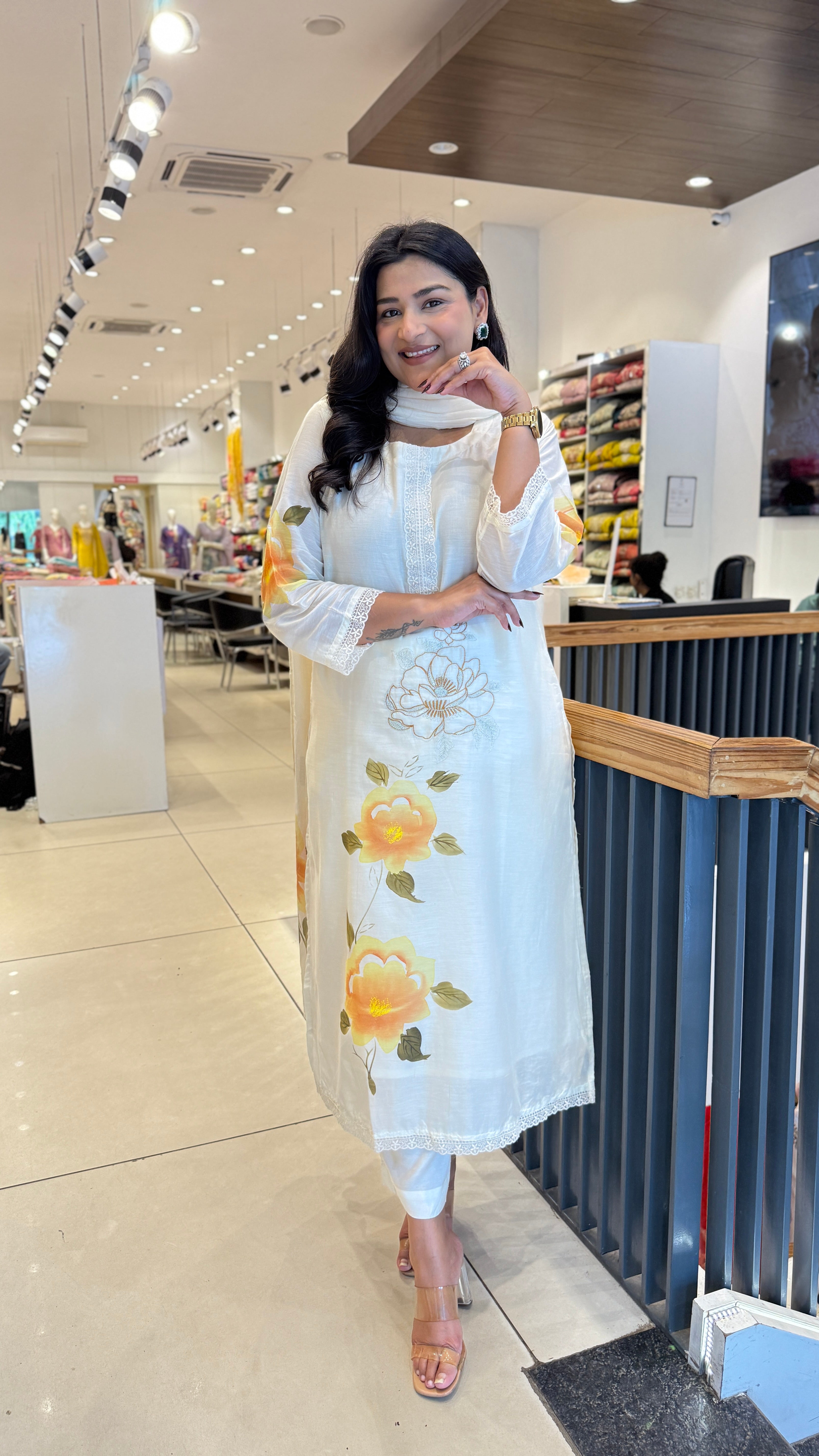 Yellow Flower Handpaint Suit Set