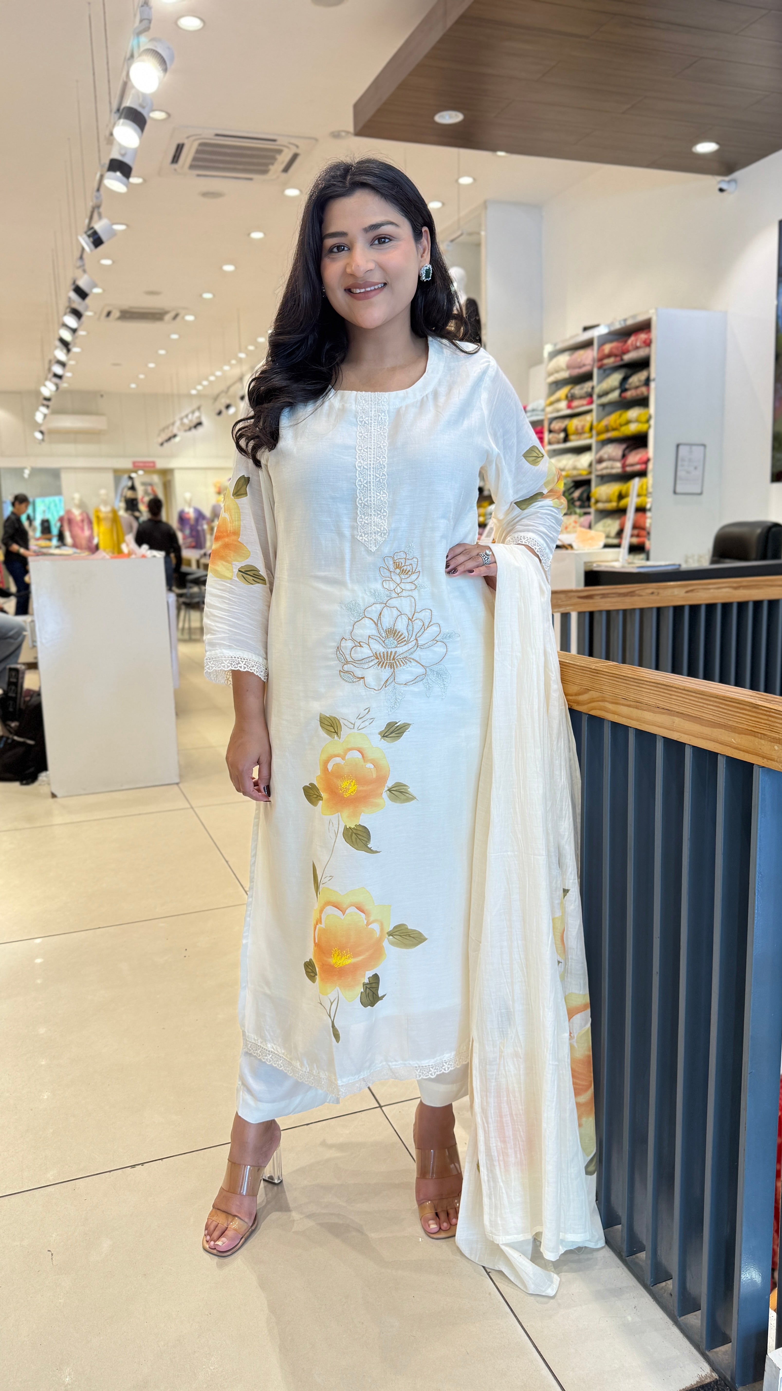 Yellow Flower Handpaint Suit Set