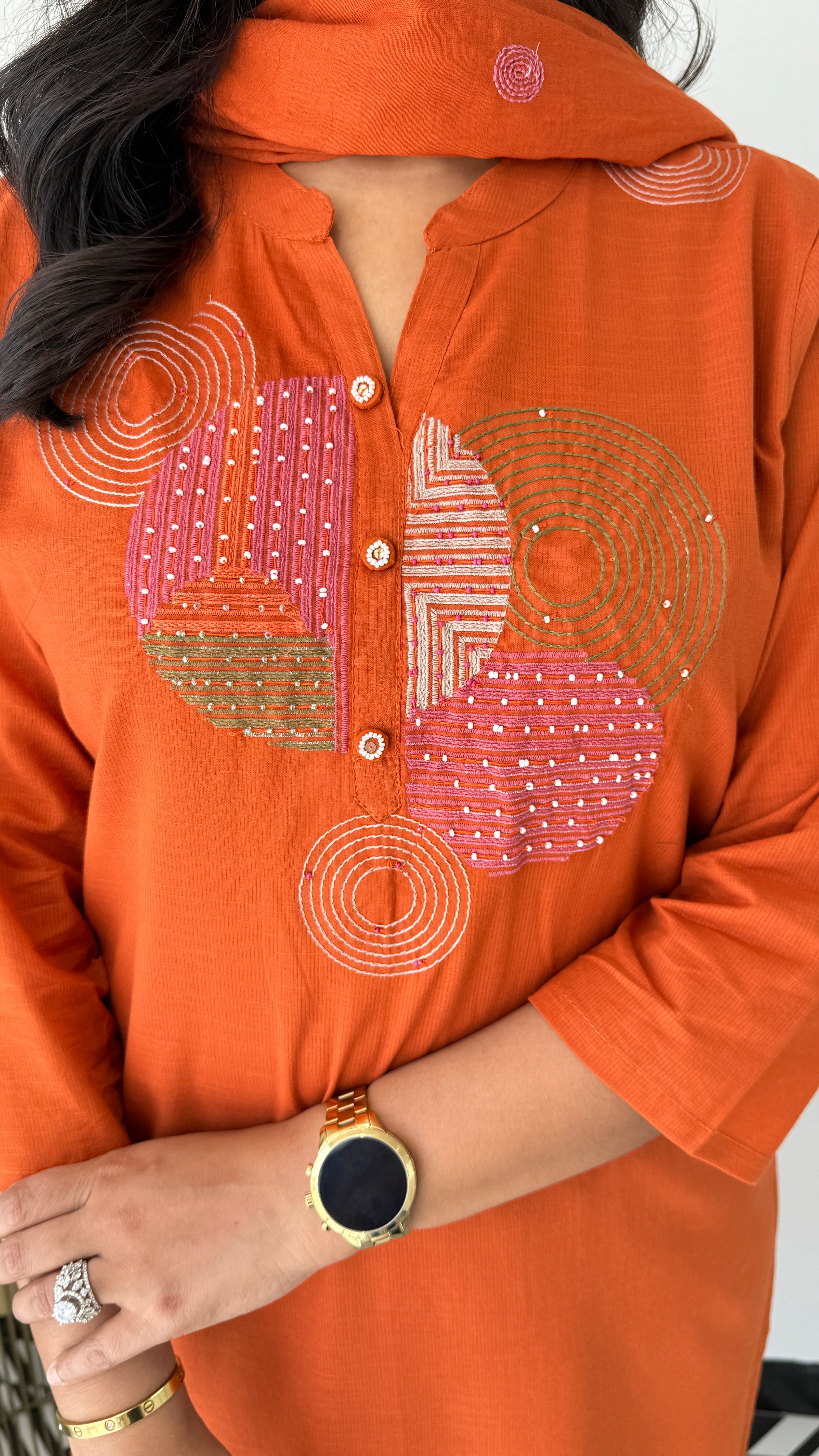 Rust Geometric Suit Set