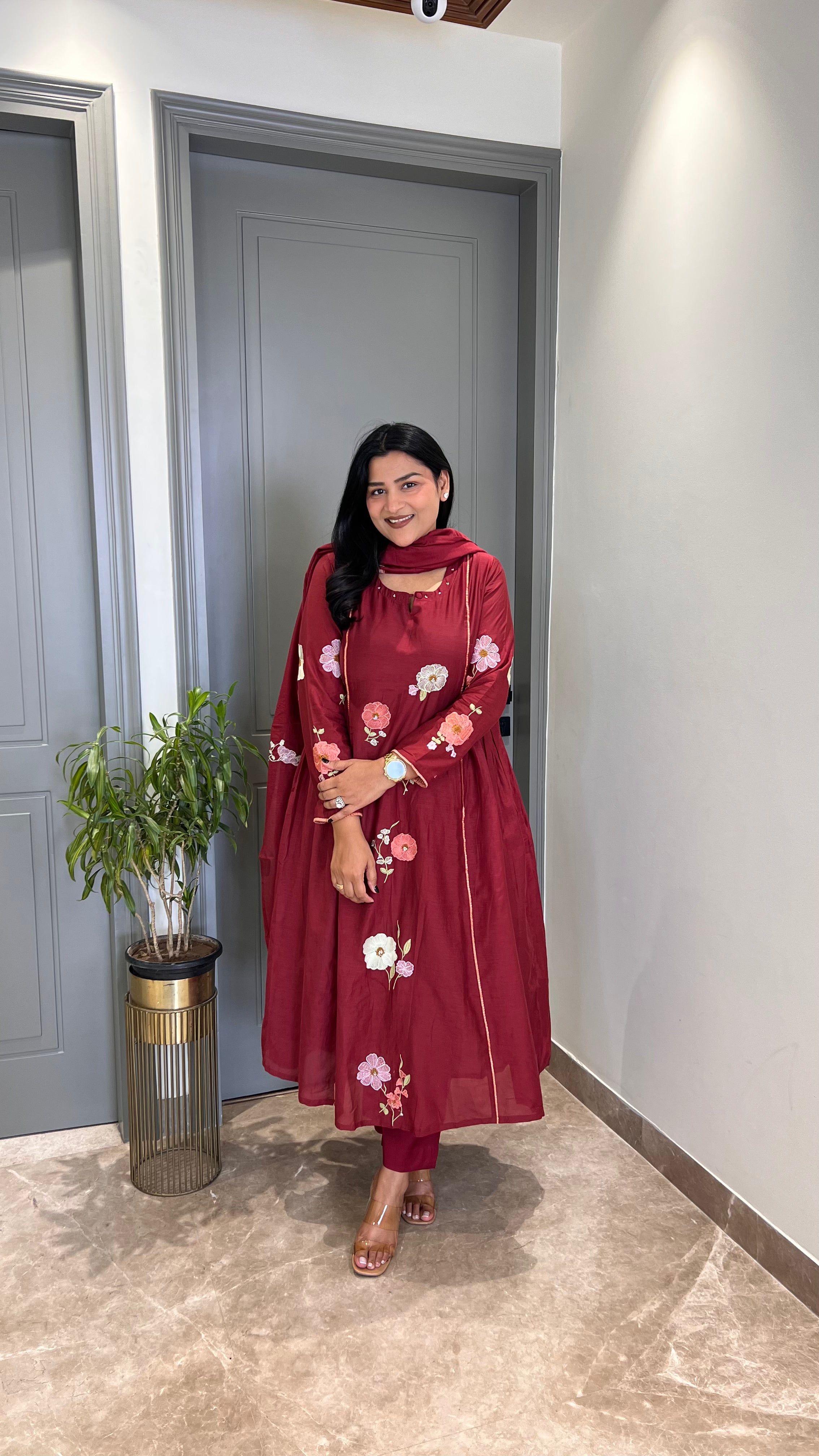 ⁠Cherry Flower Motif Premium Suit shrisa.in