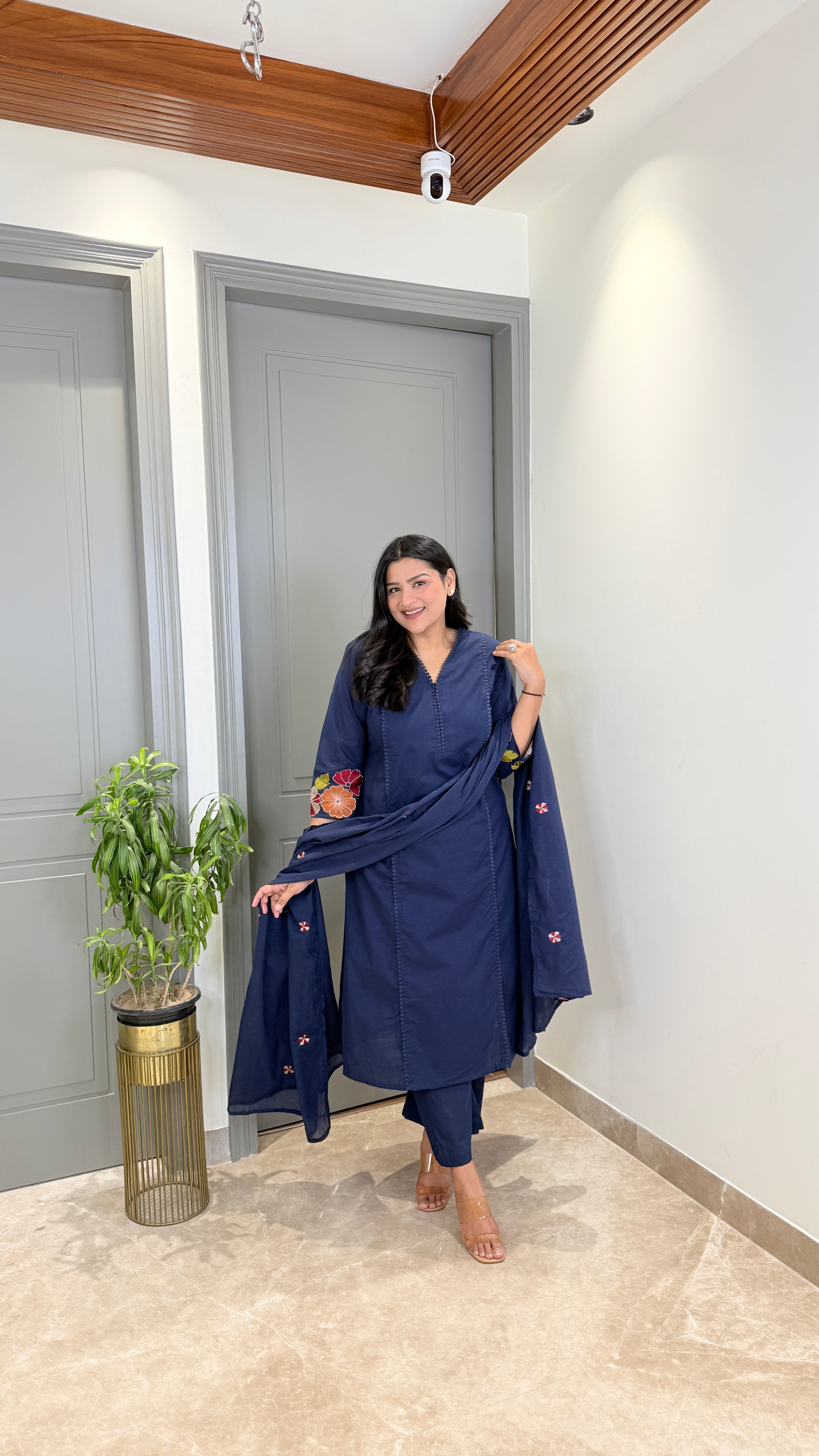 Blue Anarkali Embroidery Suit Set shrisa.in
