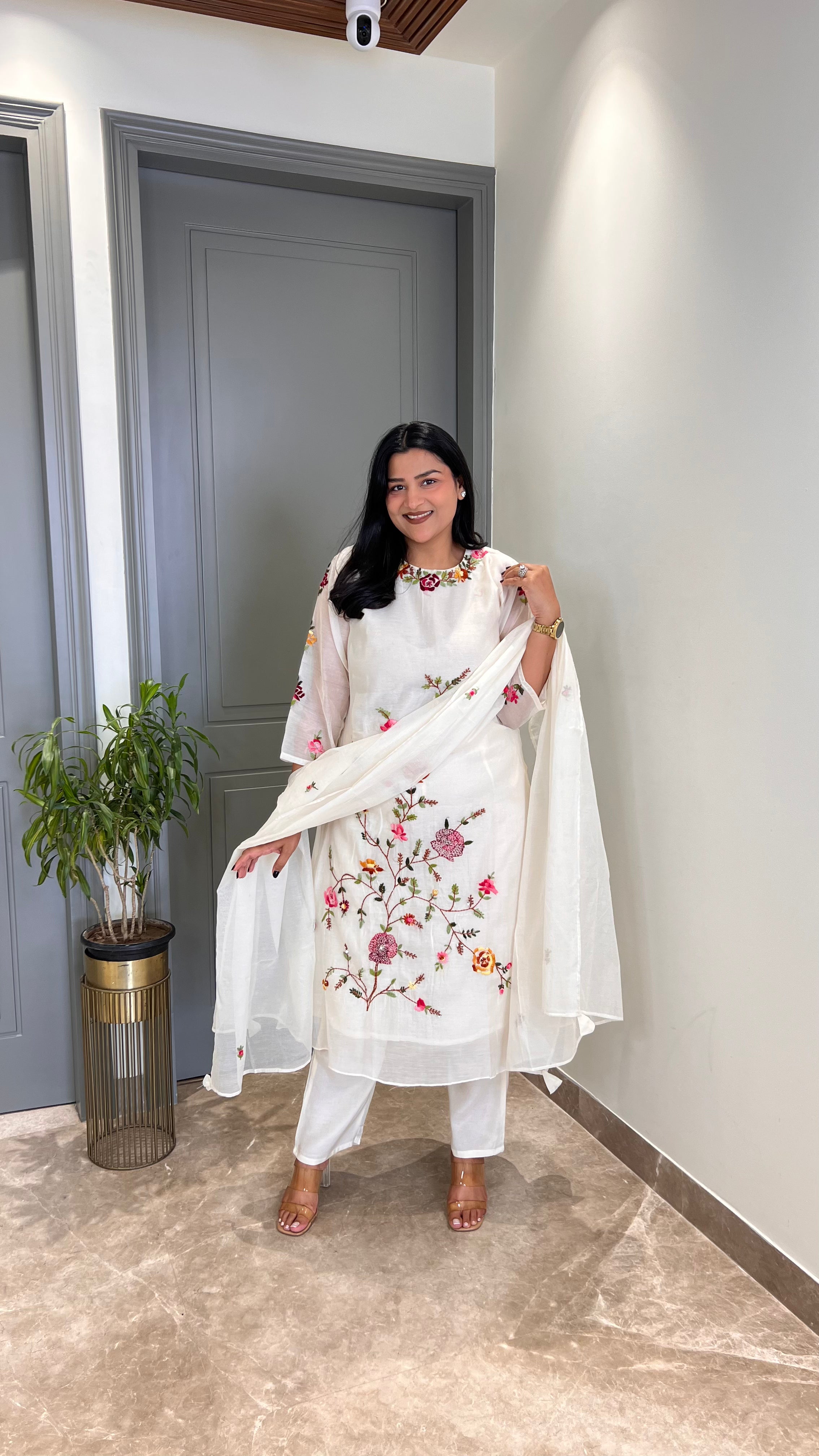 Premium Lucknavi Mul Chanderi Suit Set shrisa.in